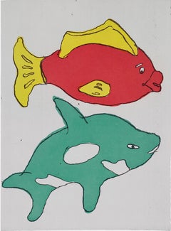 Donald Baechler Dos peces 1999 (Grabados de Donald Baechler)