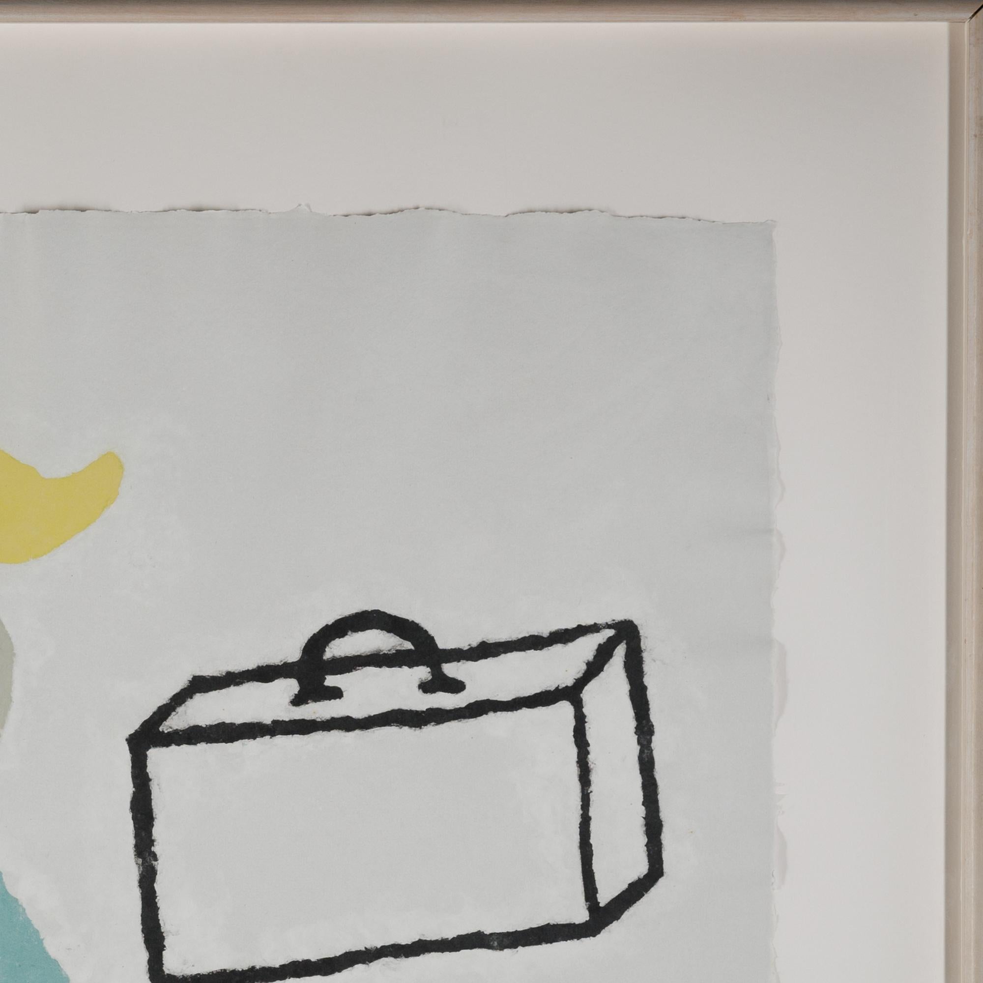 Girl with Suitcase  - Contemporary Print by Donald Baechler