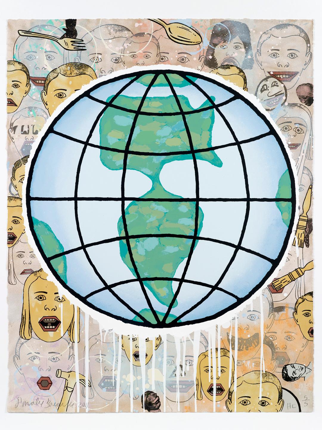 Globe du Lincoln Center de Donald Baechler (image d'enfants du monde entier)