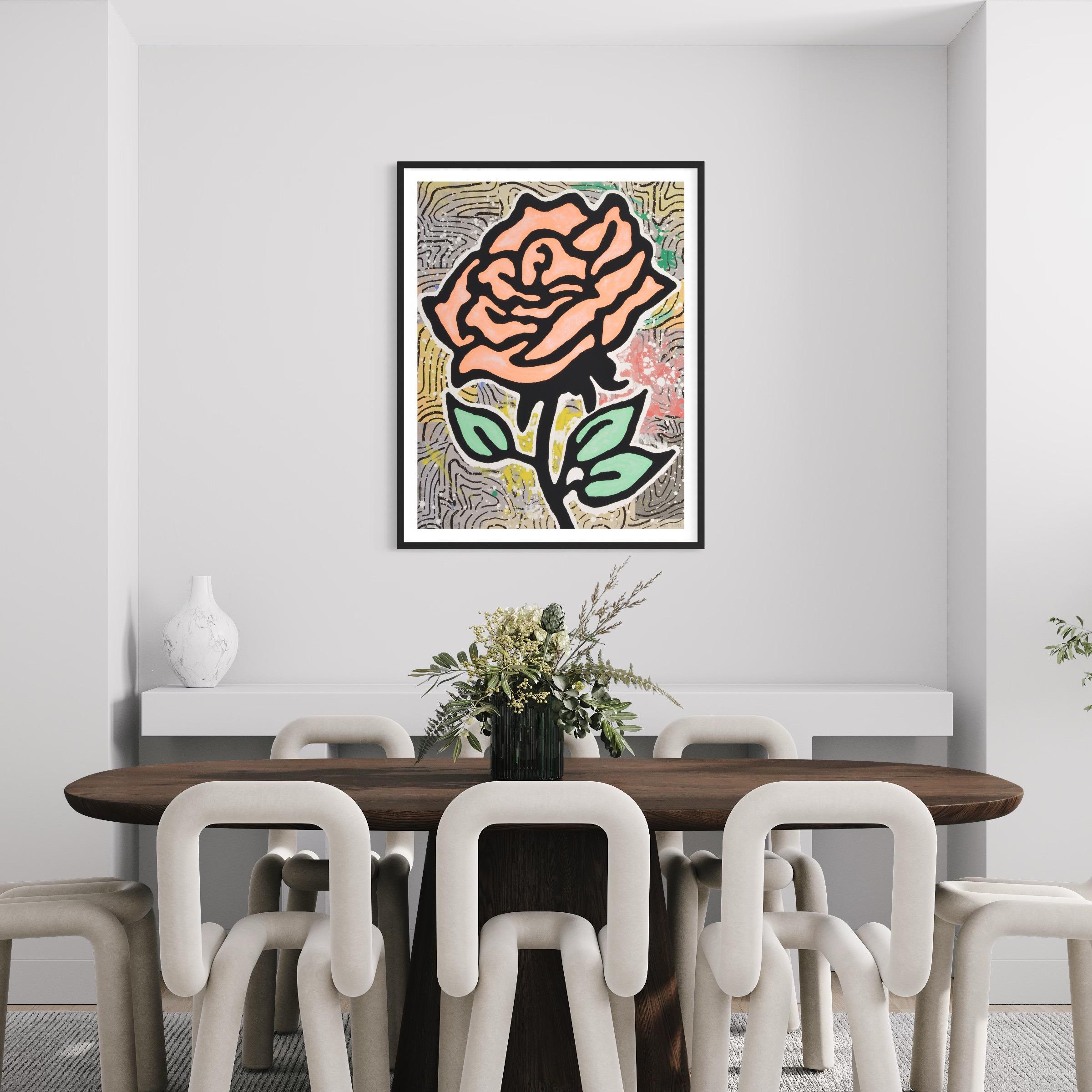 Orange Rose von Donald Baechler, Zeitgenössische Kunst, Siebdruck, Amerikanisch  im Angebot 1