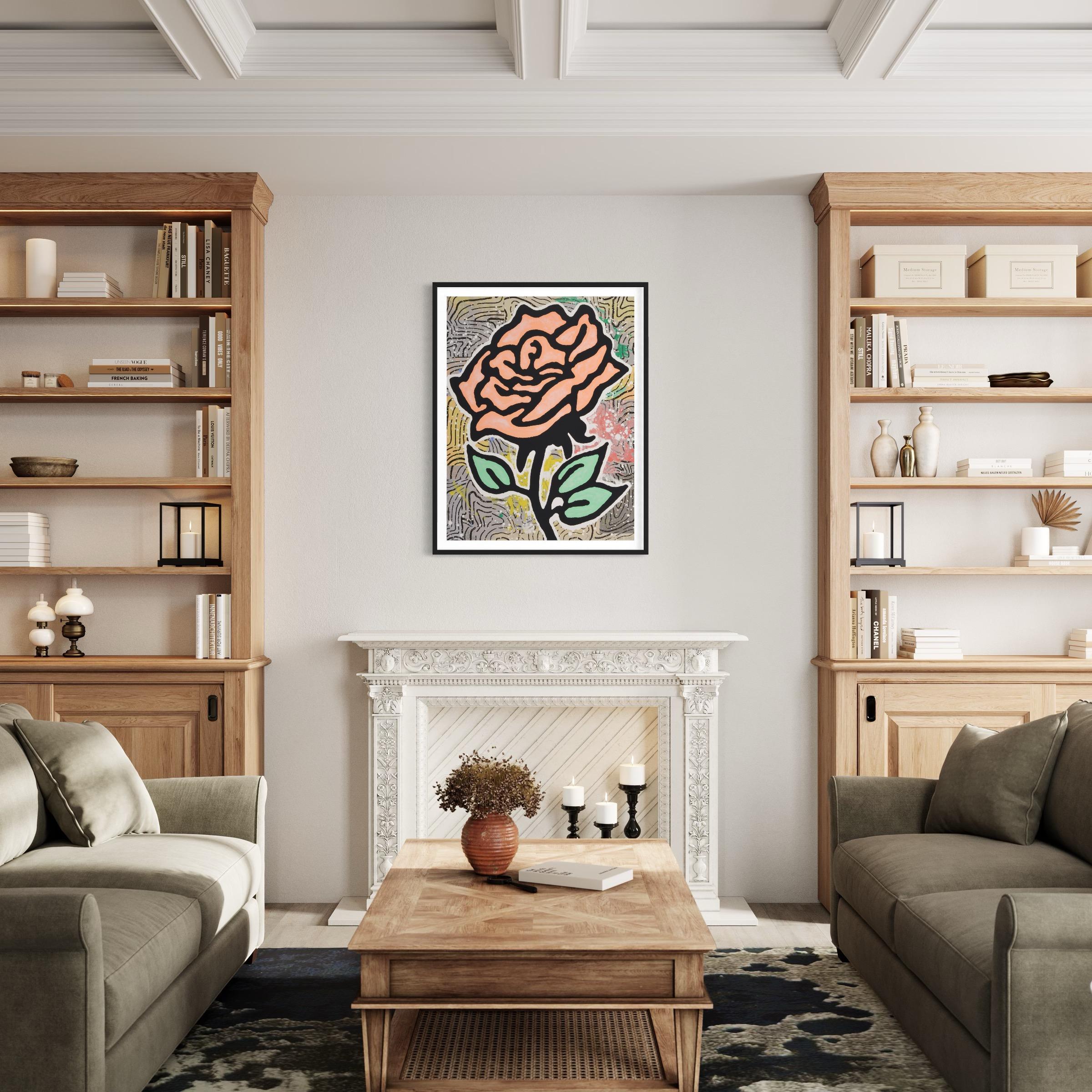 Orange Rose by Donald Baechler, Contemporary art, Silkscreen, American  For Sale 3
