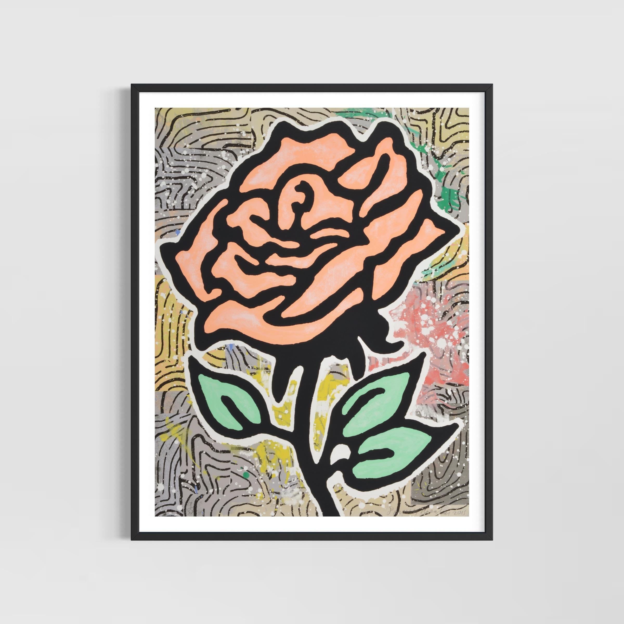 Orange Rose by Donald Baechler, Contemporary art, Silkscreen, American  For Sale 4