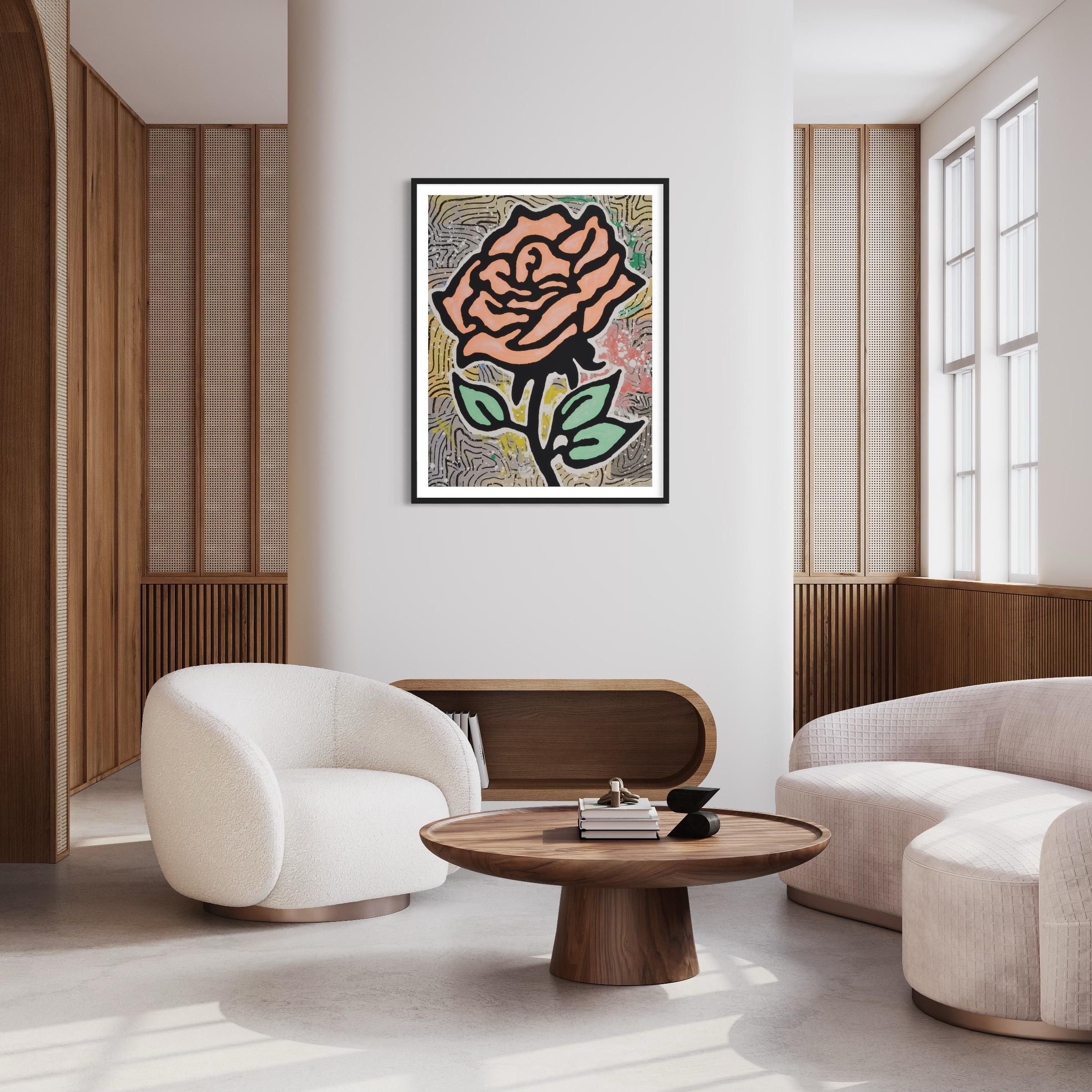 Orange Rose by Donald Baechler, Contemporary art, Silkscreen, American  For Sale 5