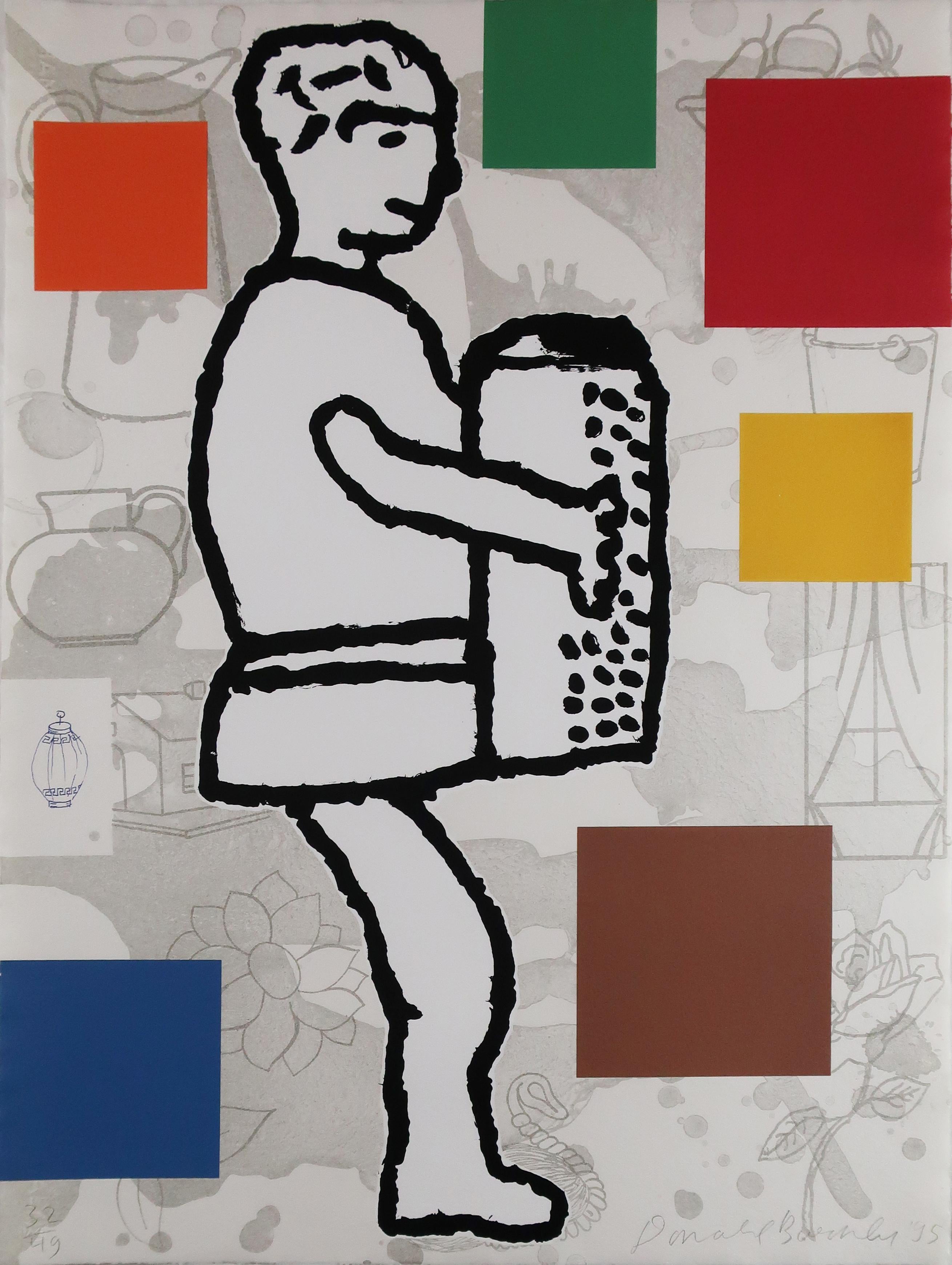 Donald Baechler Figurative Print - The Accordion Player #1