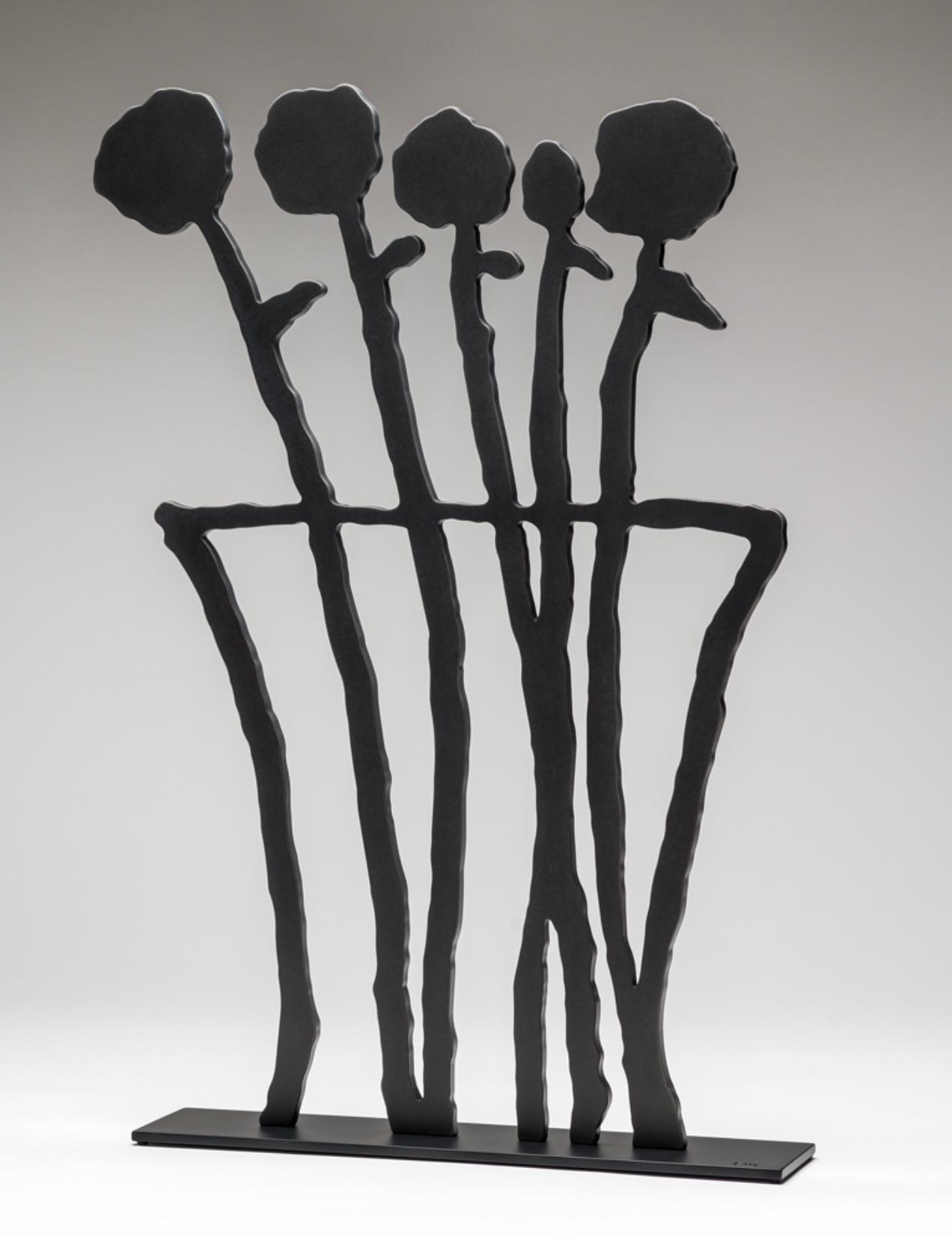 Donald Baechler Still-Life Sculpture - Black Flowers