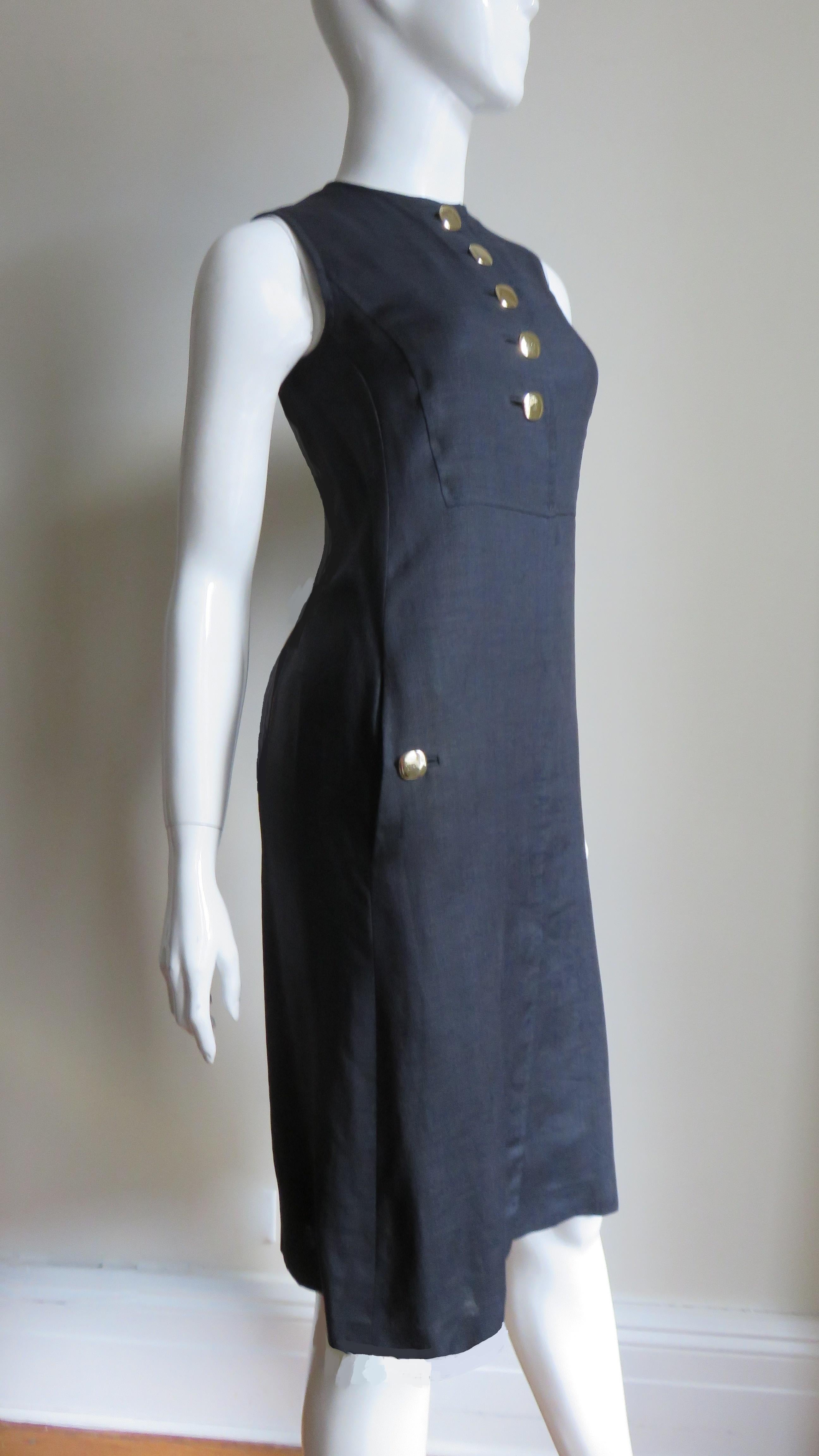 Donald Brooks 1970s Linen Dress For Sale 5