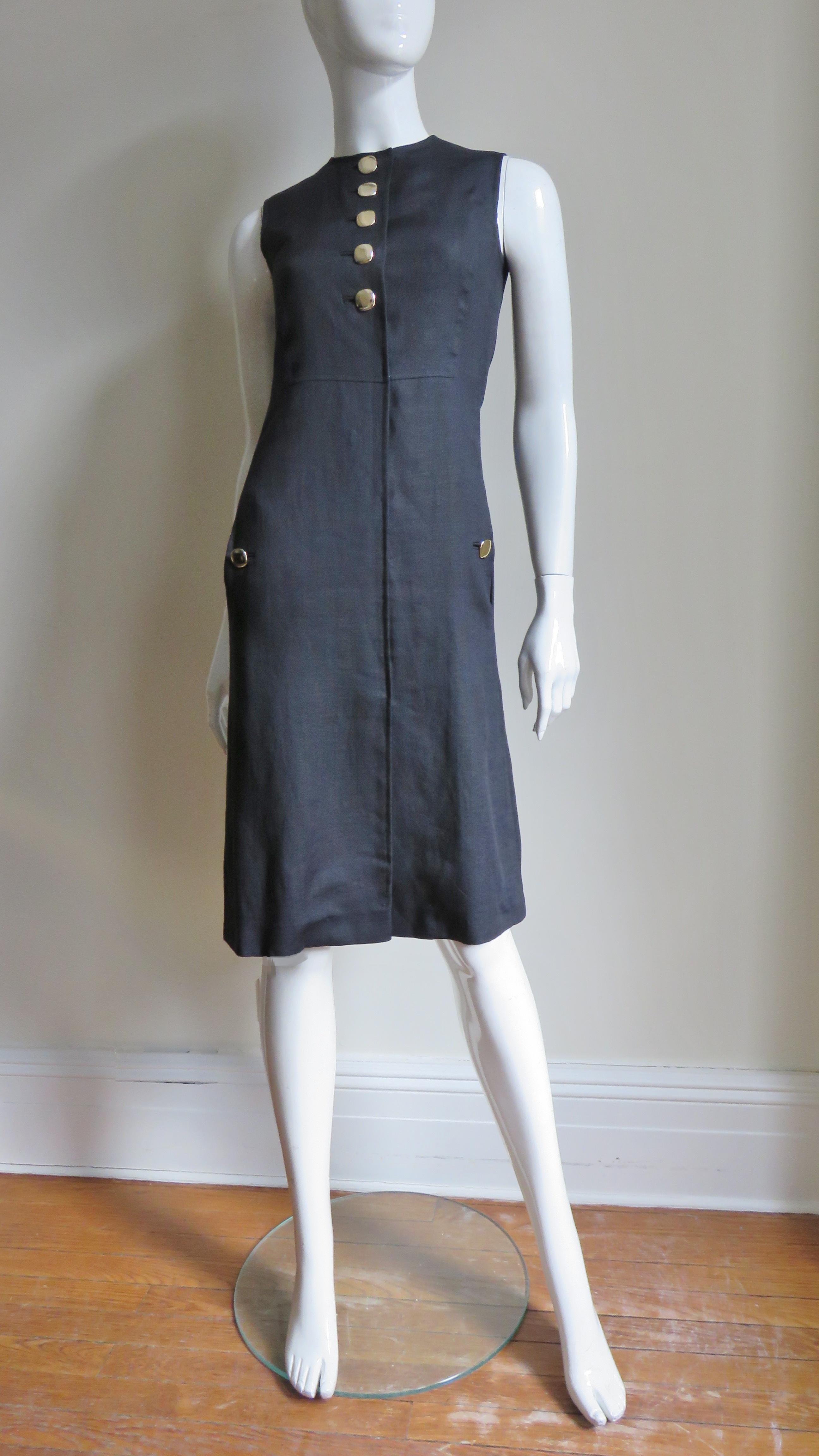 Donald Brooks 1970s Linen Dress For Sale 4