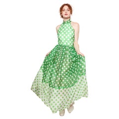 Donald Brooks Apfelgrünes gepunktetes Kleid