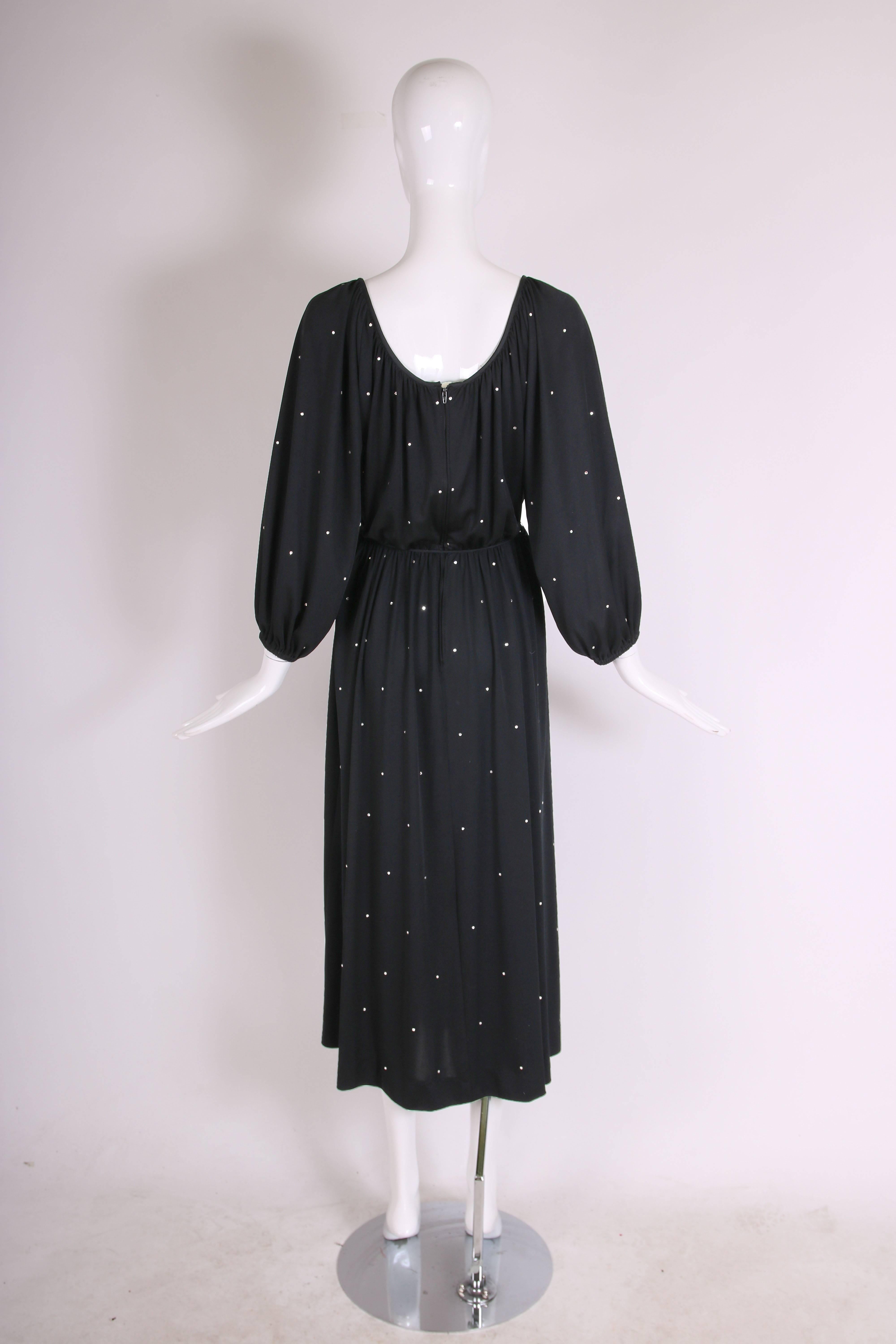 Donald Brooks Black Jersey Disco Dress w/Rhinestones, 1970s  For Sale 1