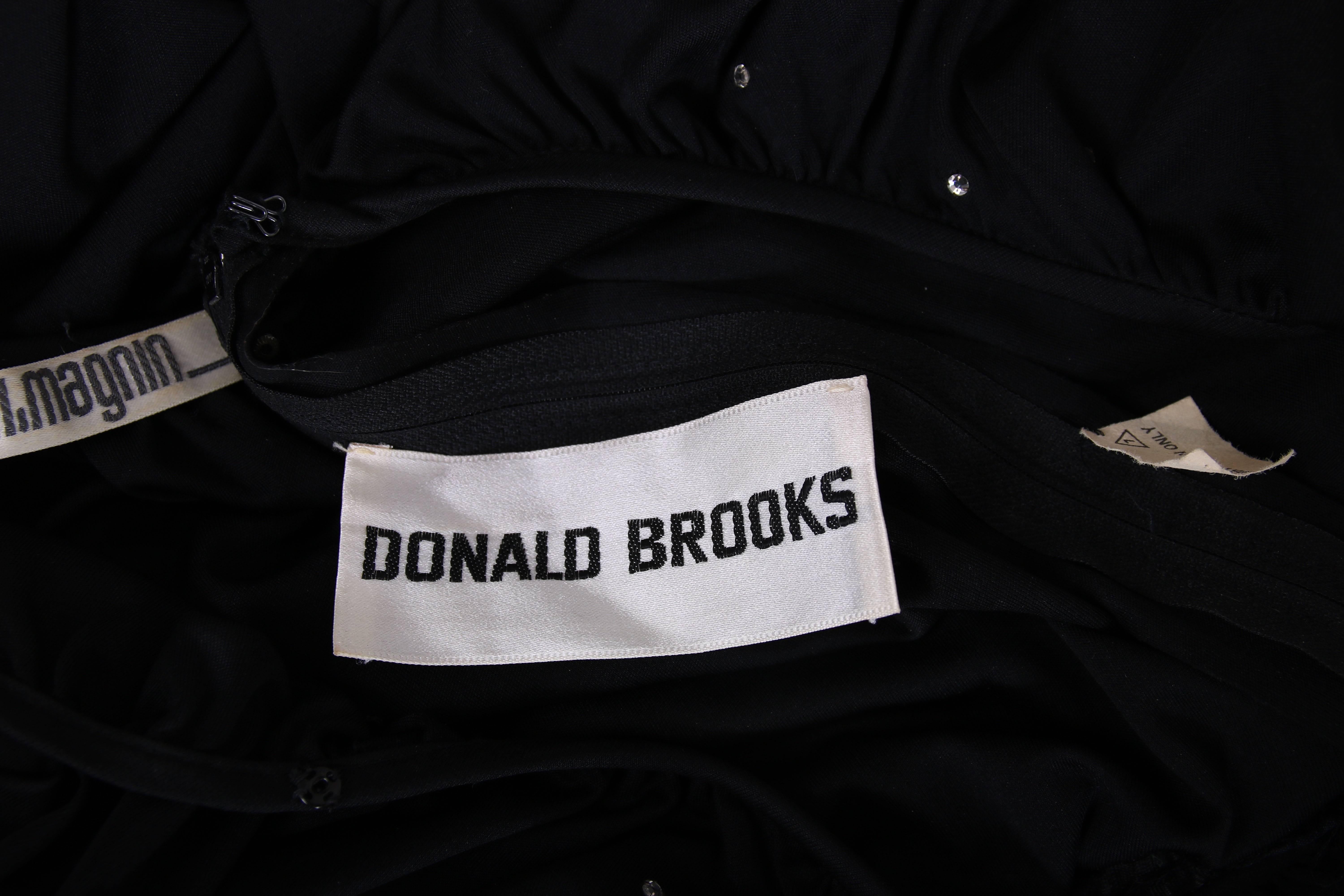 Donald Brooks Black Jersey Disco Dress w/Rhinestones, 1970s  For Sale 3