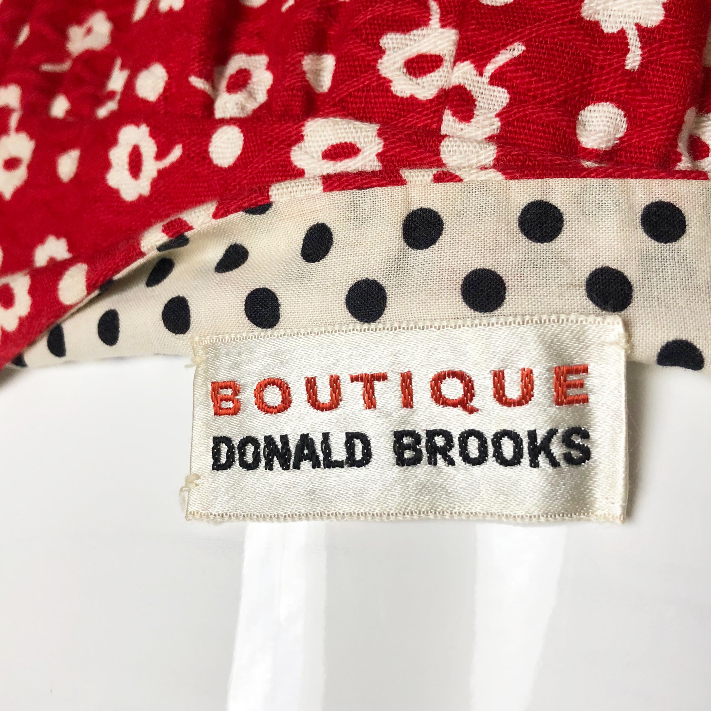 Donald Brooks Boutique Halter Top & Maxi Skirt 2pc Set Red White Floral Sz M 60s 3