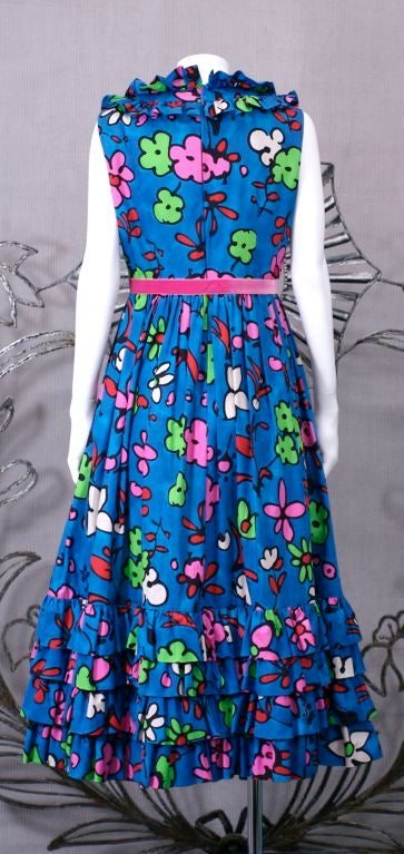 Donald Brooks Cotton Floral Summer Party Dress In Good Condition For Sale In New York, NY