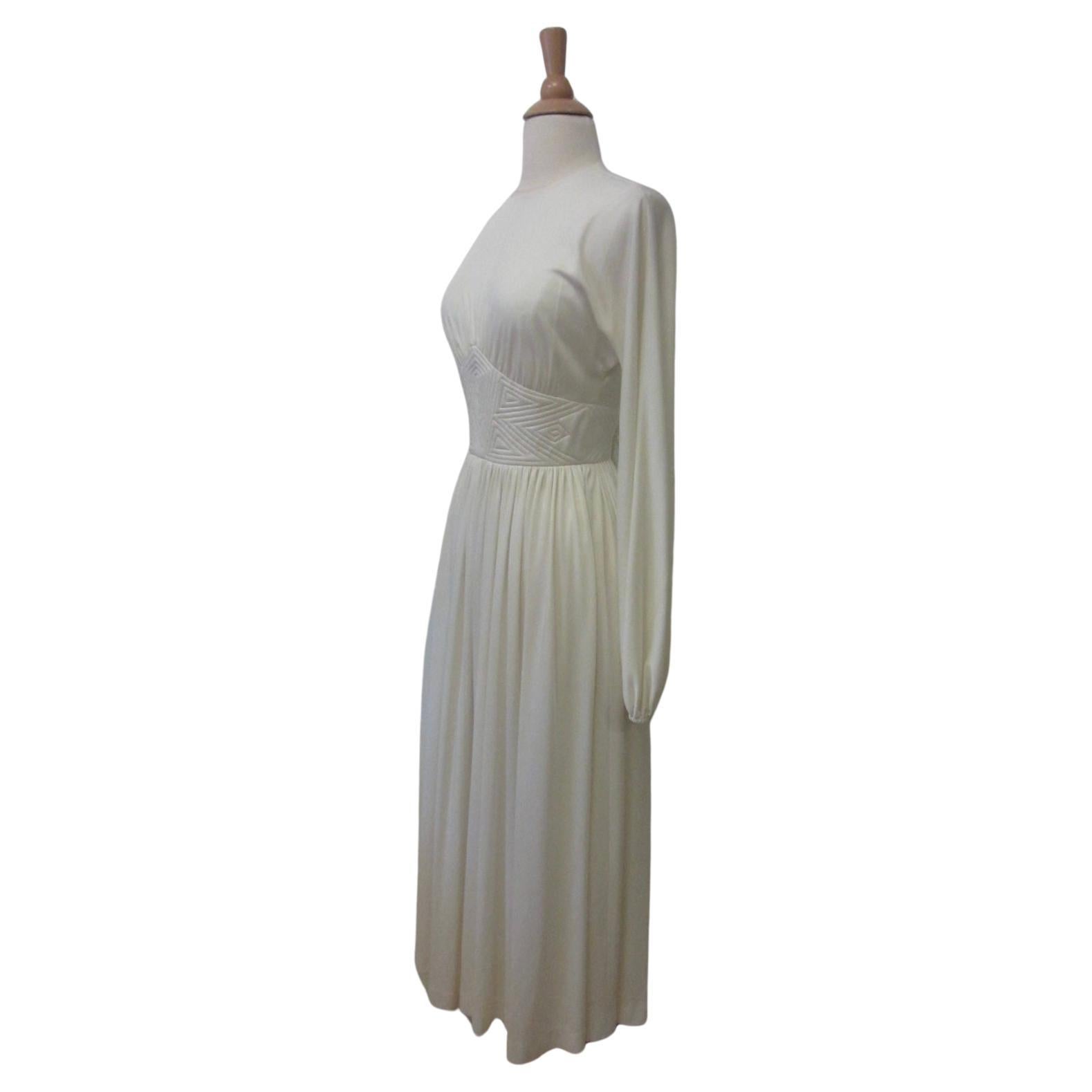 Women's Donald Brooks Ivory White Jersey Dress, Circa 1970s
