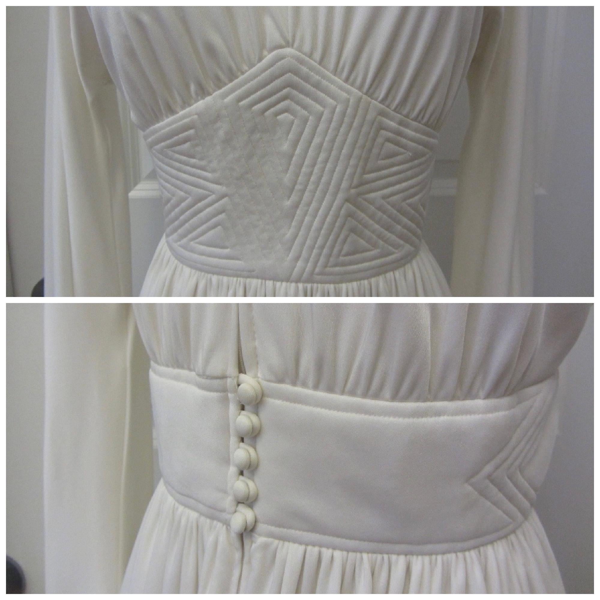 Donald Brooks Ivory White Jersey Dress, Circa 1970s 1