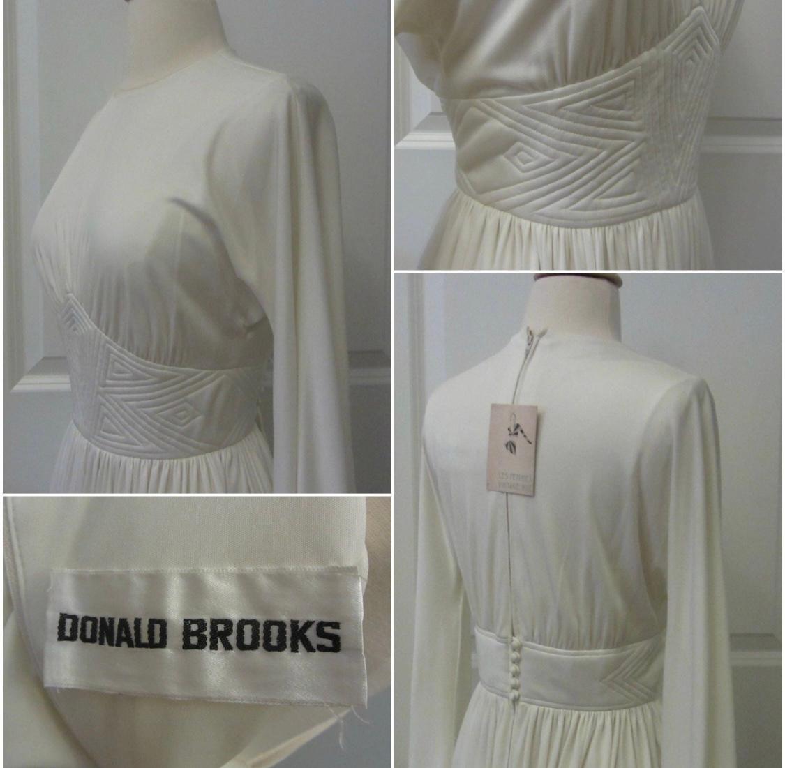 Donald Brooks Ivory White Jersey Dress, Circa 1970s 2