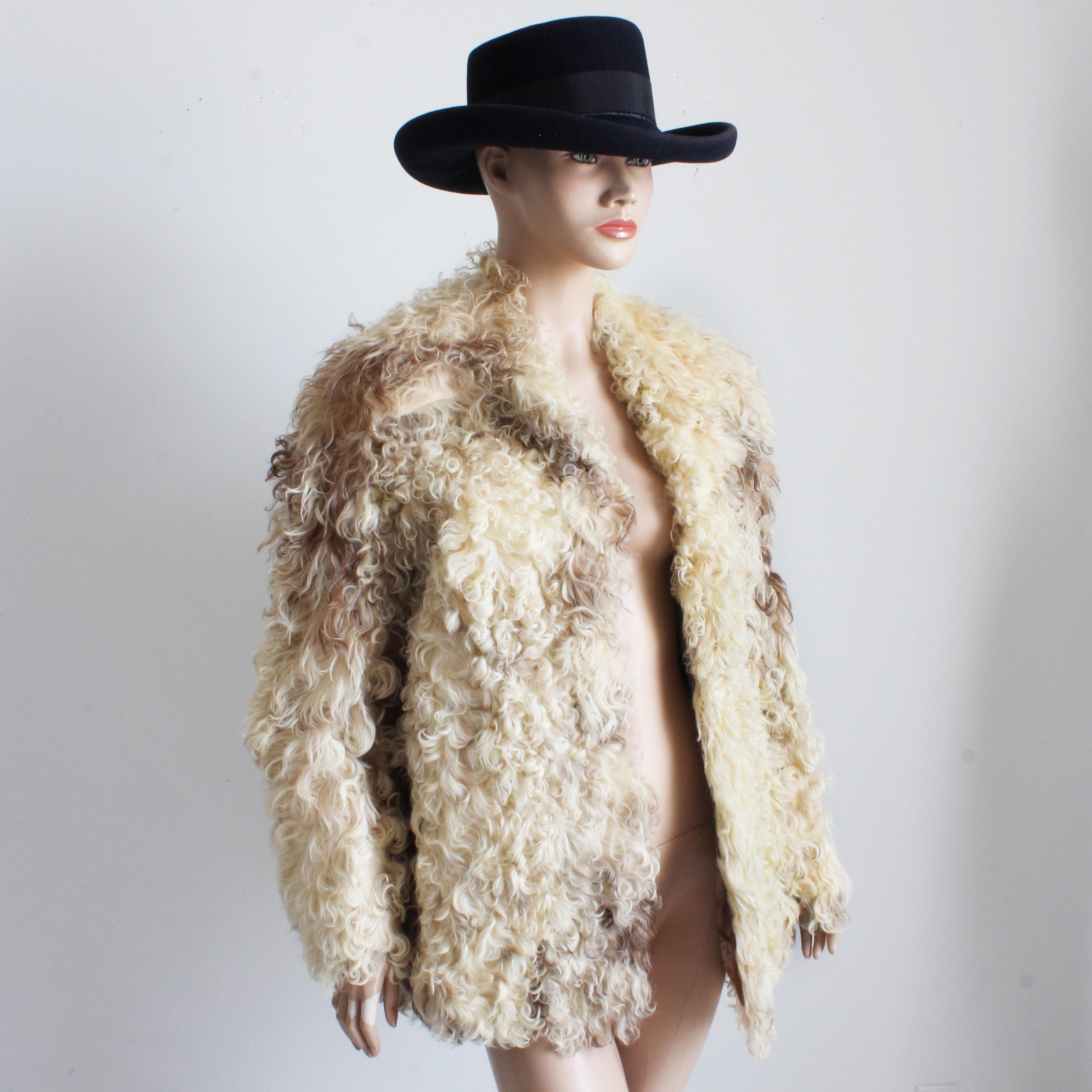 Donald Brooks Jacket Mongolian Shaggy Lamb Suede Trim Vintage 1970s Rare For Sale 1