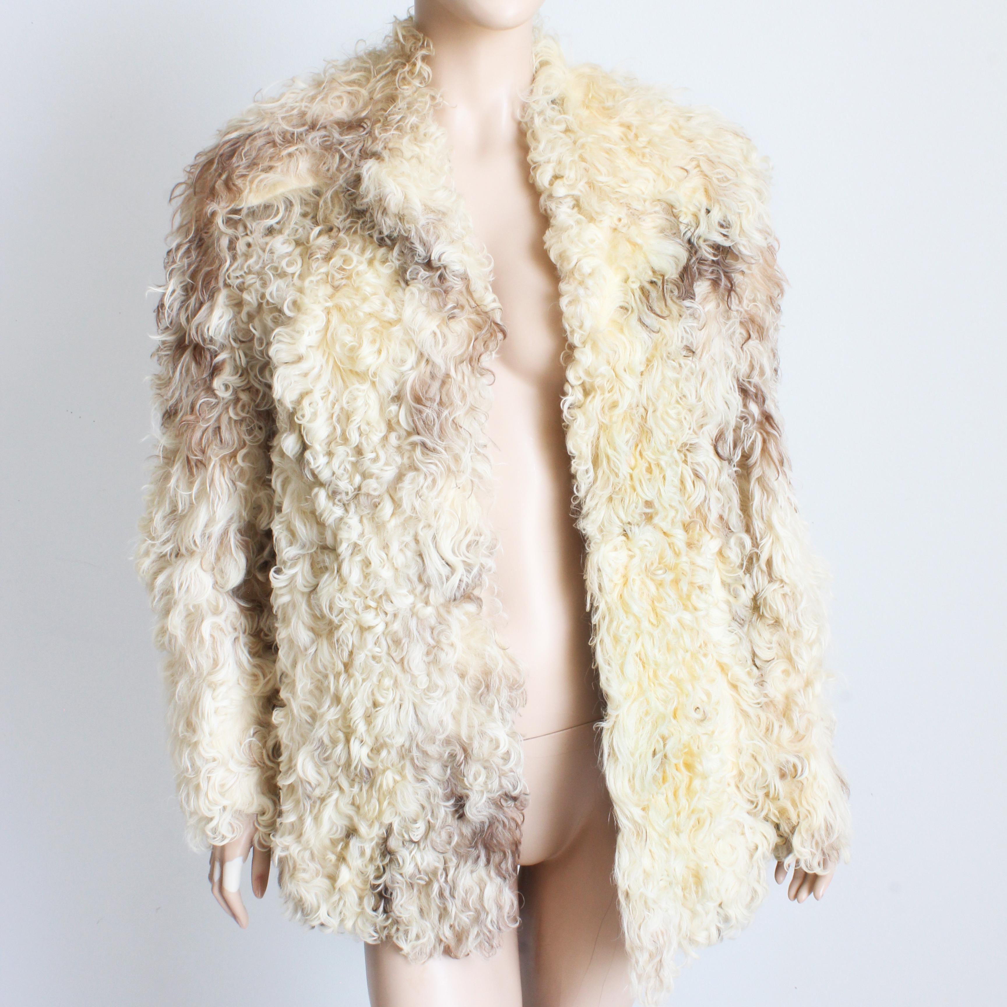Women's or Men's Donald Brooks Jacket Mongolian Shaggy Lamb Suede Trim Vintage 1970s Rare For Sale