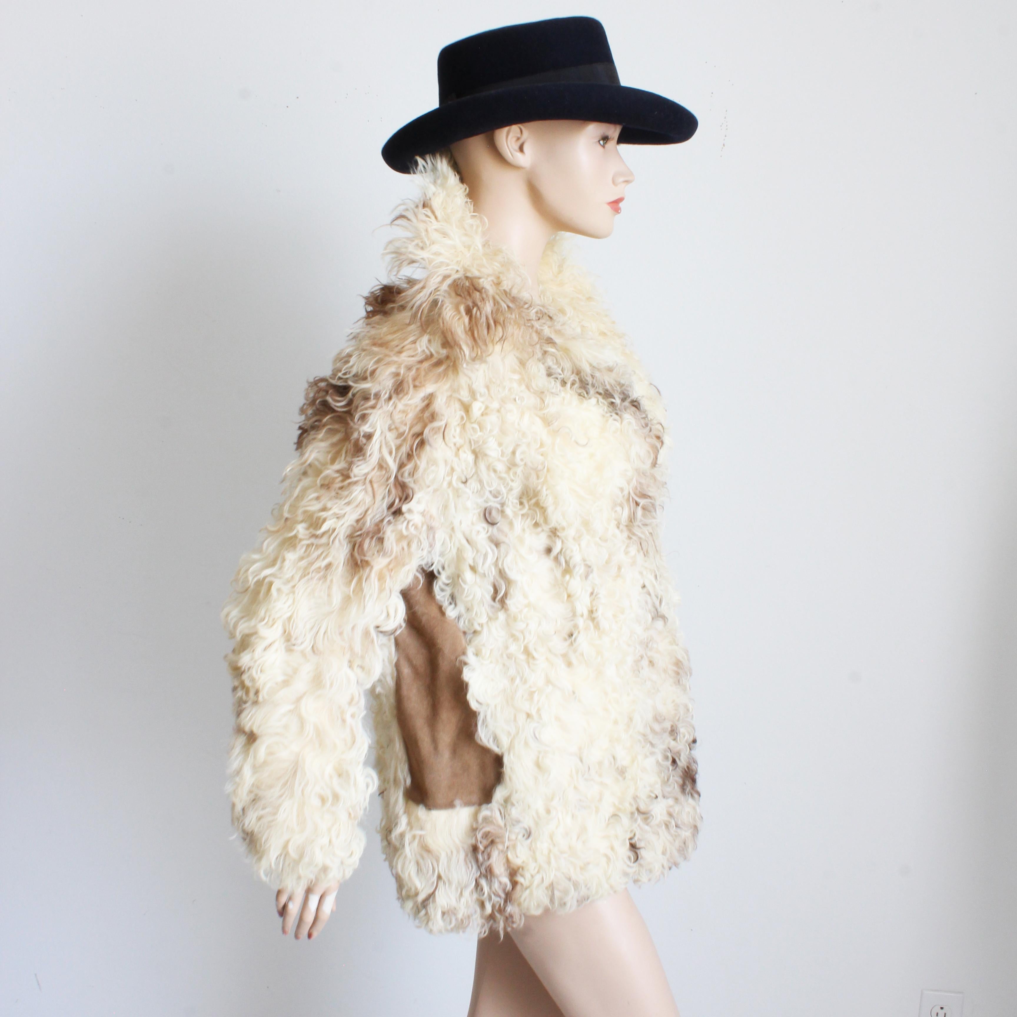 Donald Brooks Jacket Mongolian Shaggy Lamb Suede Trim Vintage 1970s Rare For Sale 3