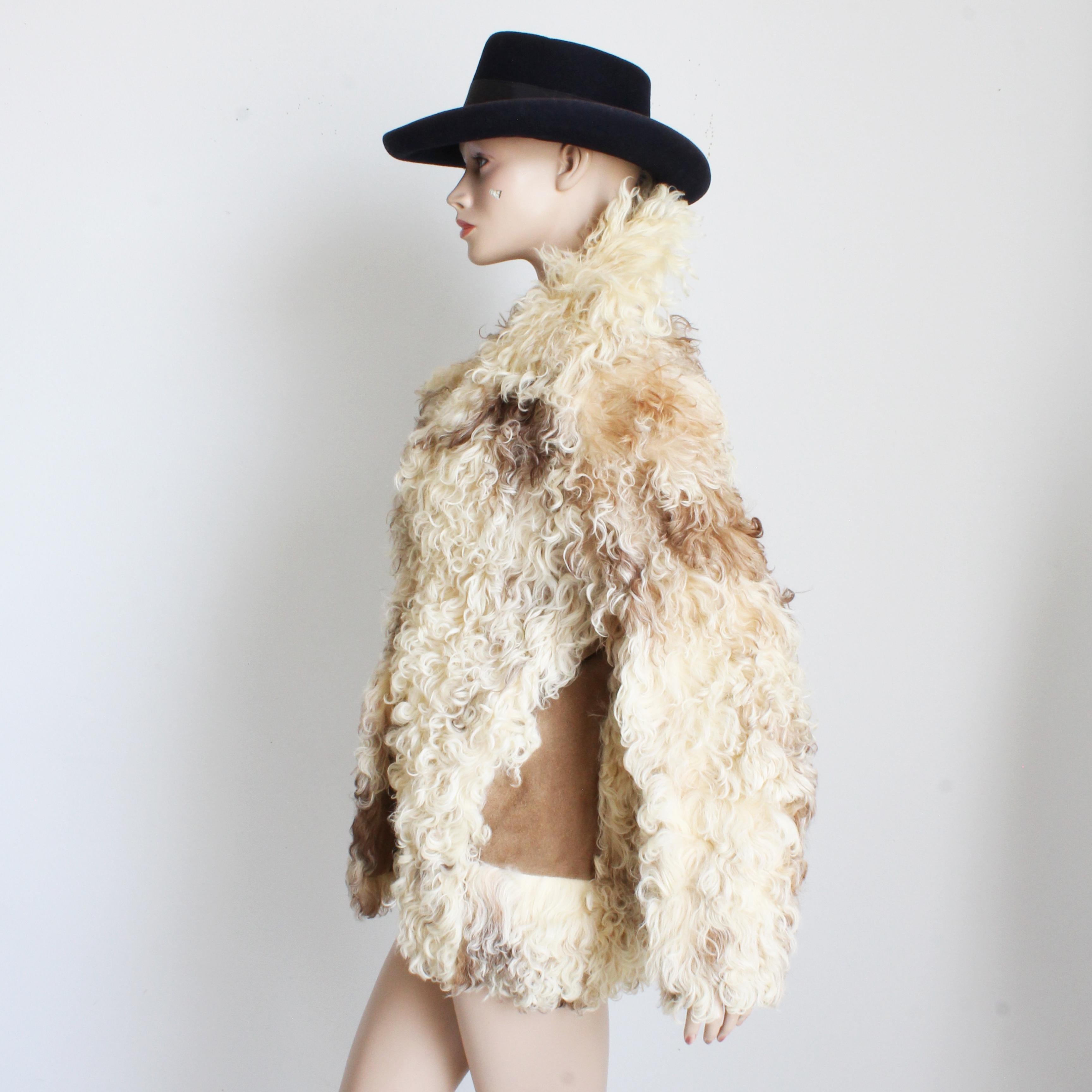 Donald Brooks Jacket Mongolian Shaggy Lamb Suede Trim Vintage 1970s Rare For Sale 4