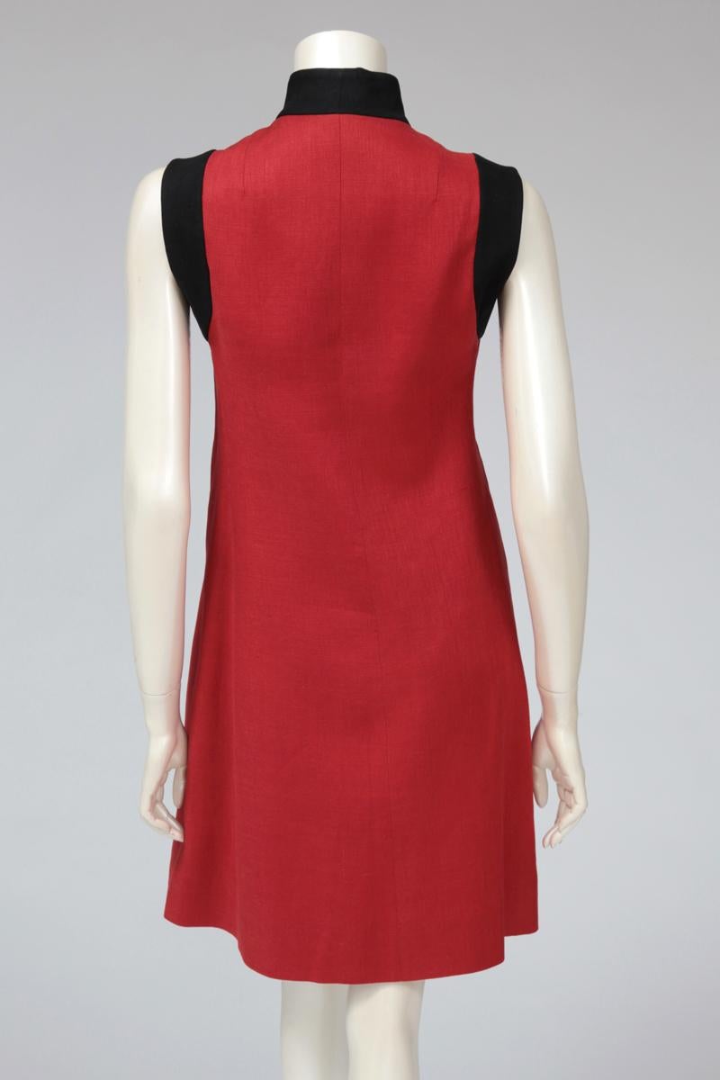 Red Donald Brooks Linen Day Dress For Sale