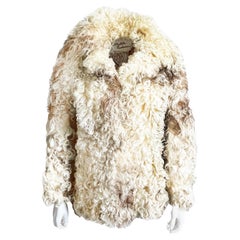 Donald Brooks Mongolian Lamb Curly Fur & Suede Jacket 1970s Vintage USA Leather