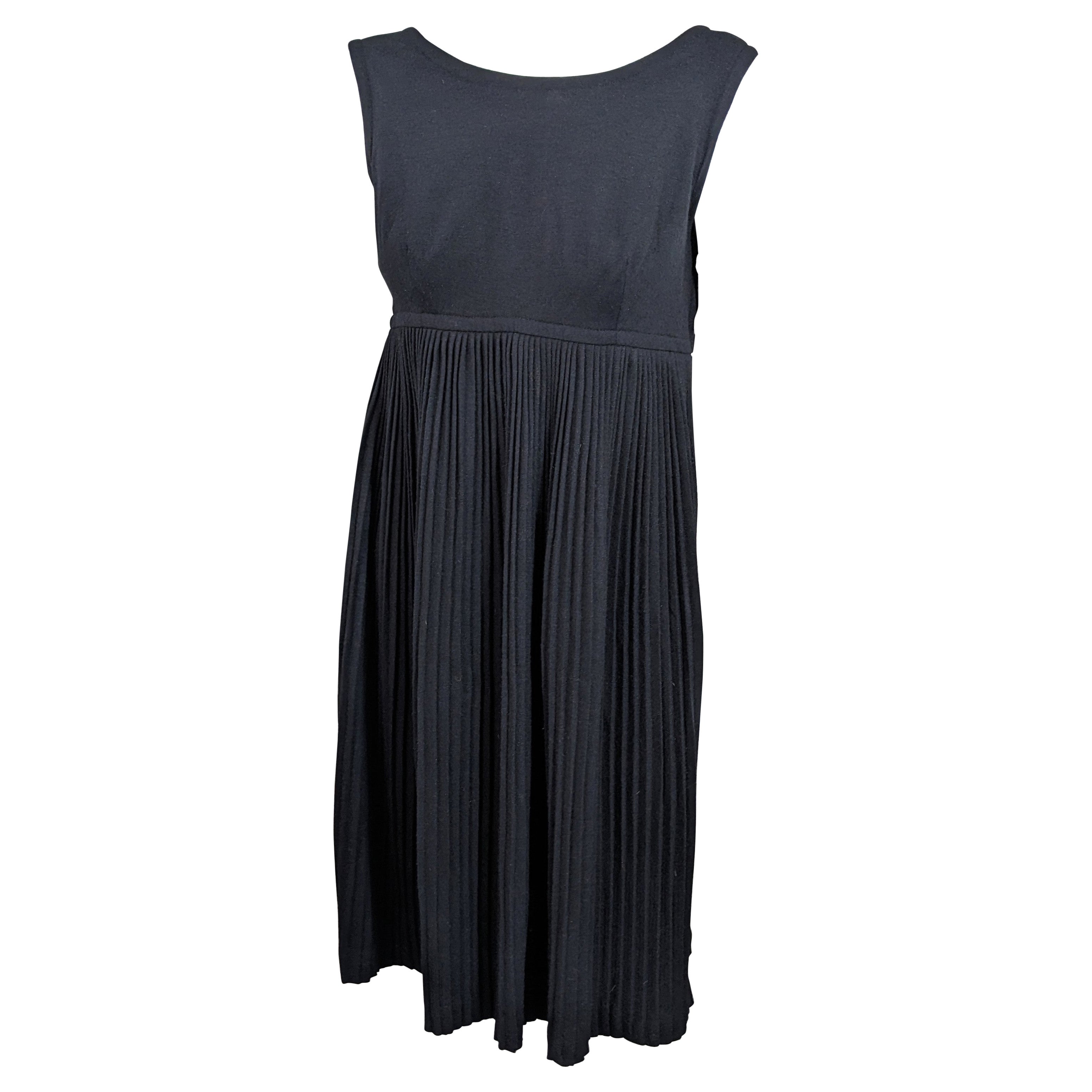 Donald Brooks Pleated Wool Jersey Baby Doll Dress