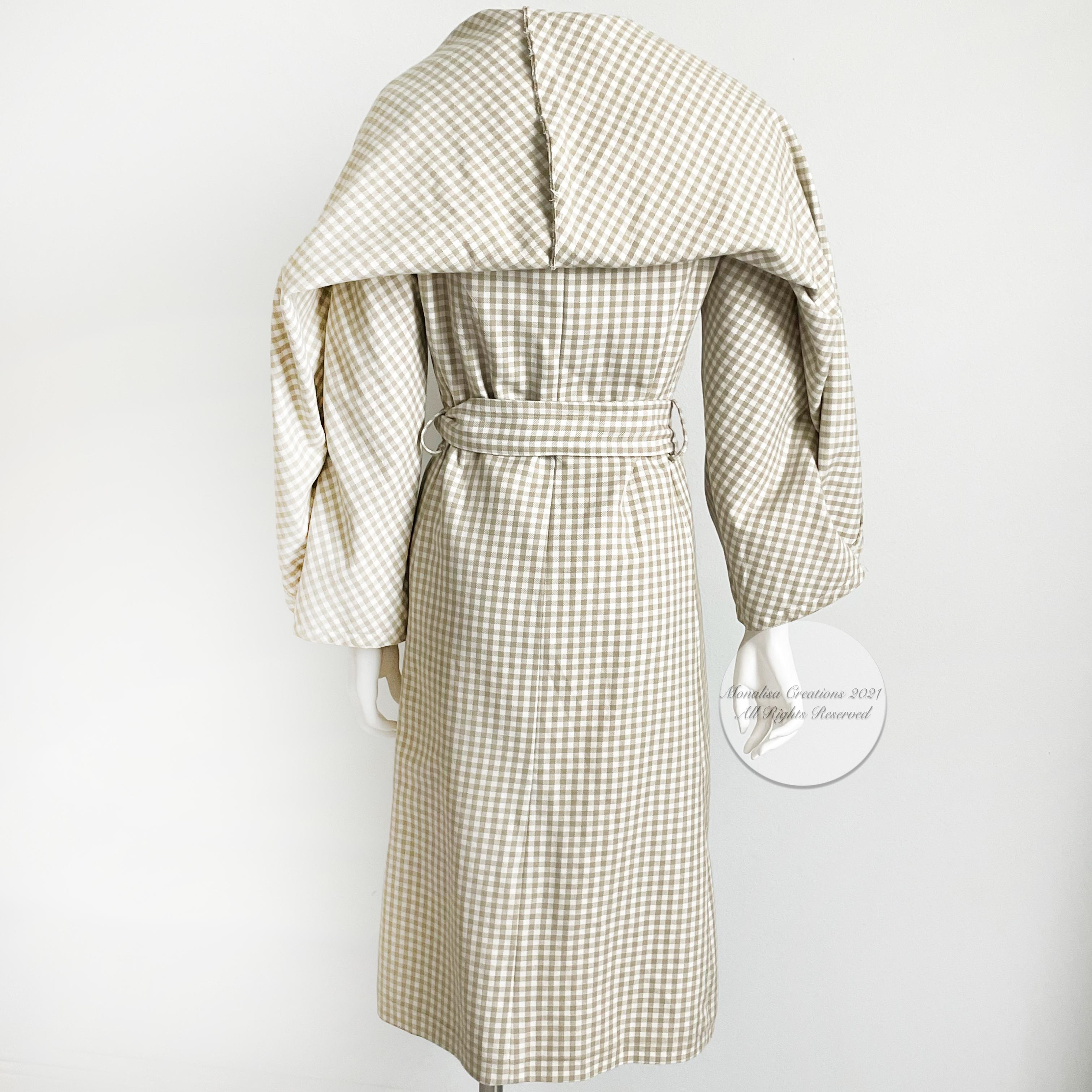Donald Brooks Trench Coat Jacket with Caplet Check Pattern Vintage 70s  3