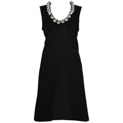 Donald Brooks Vintage Cocktail Dress with Giant Clear Crystal Jewel Neckline
