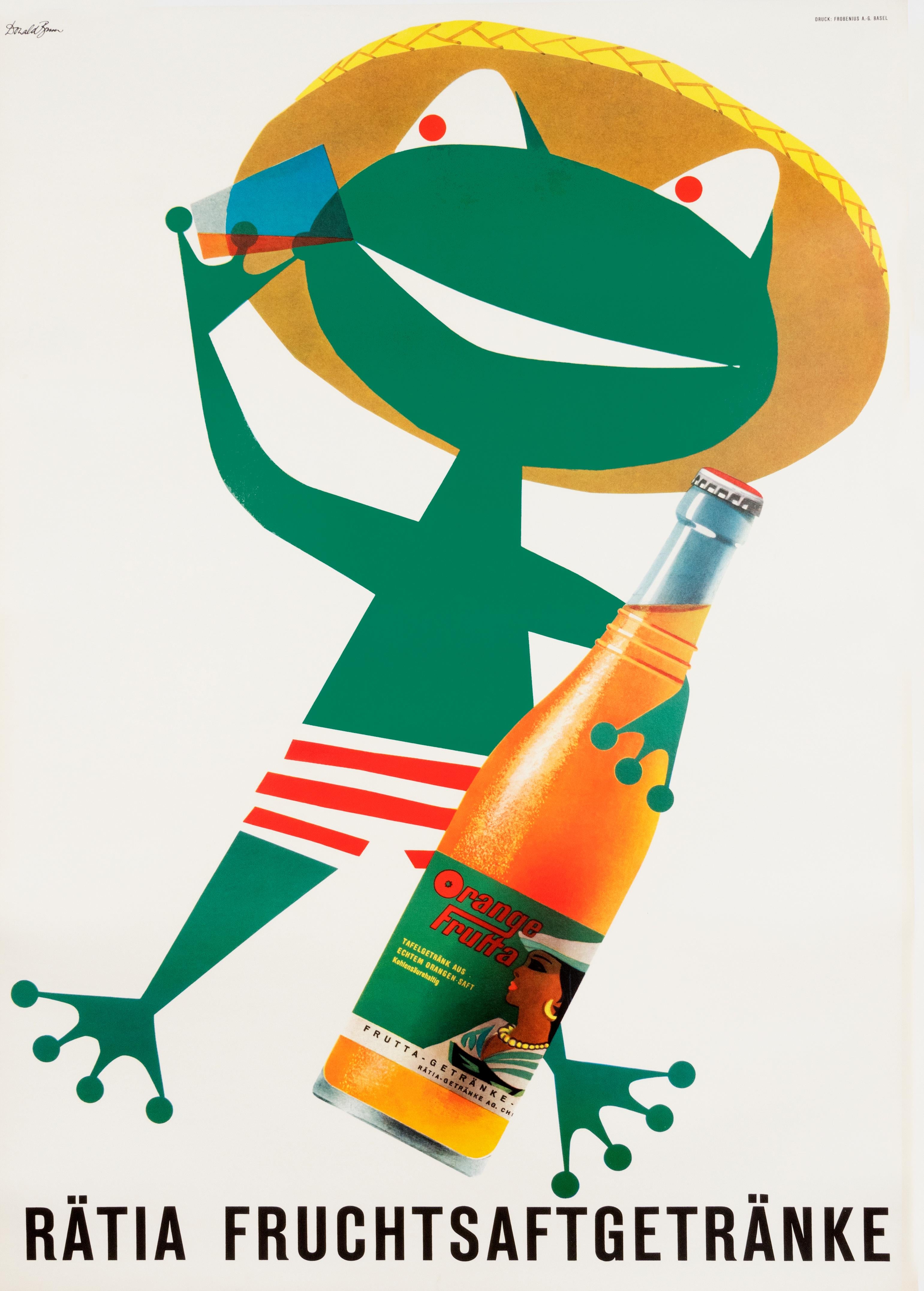 "Ratia Fruchtsaftgertranke" Original Vintage Beverage Poster - Print by Donald Brun