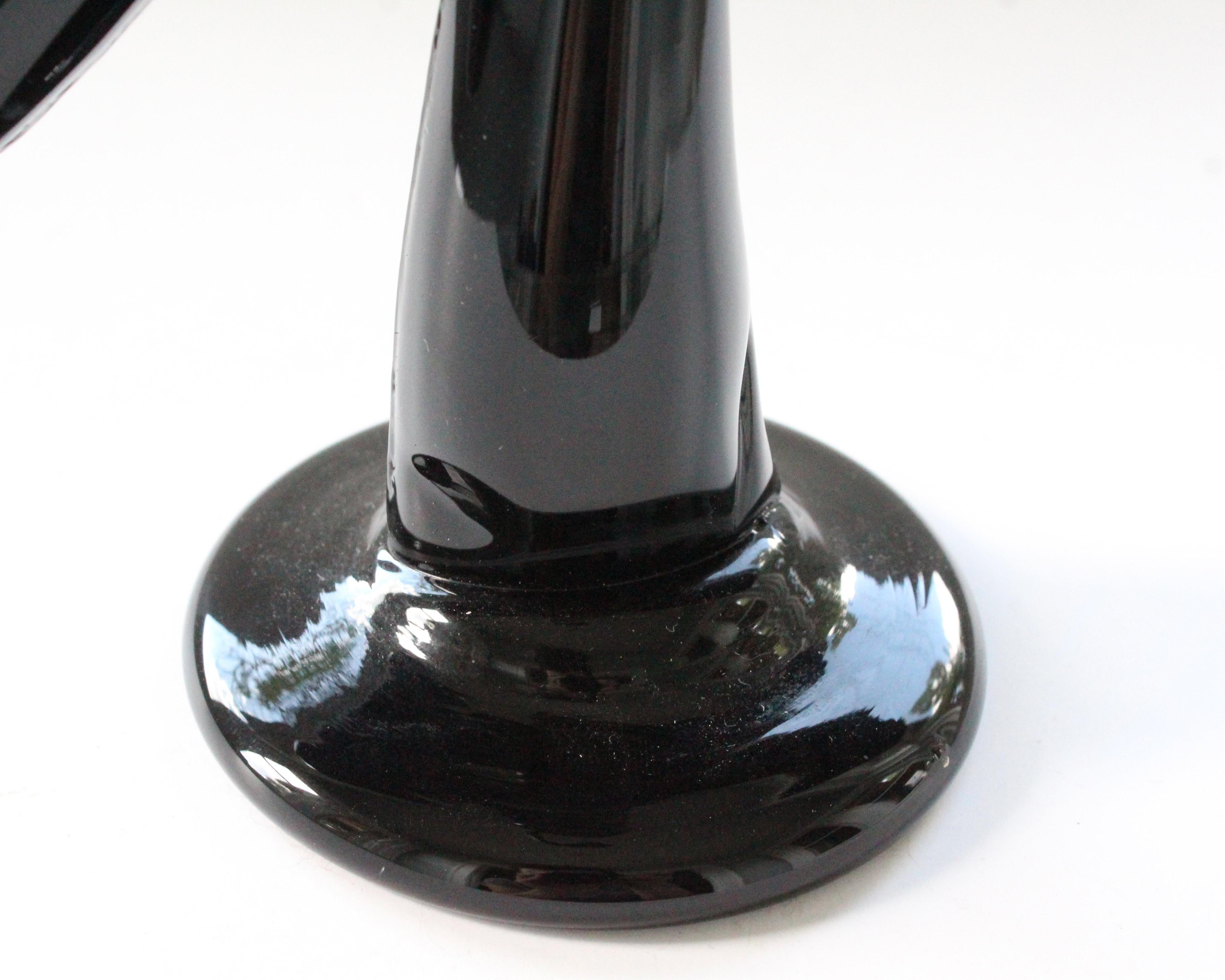 Modern Donald Carlson 1972 Signed Non-Objective Black Art Glass Sculpture