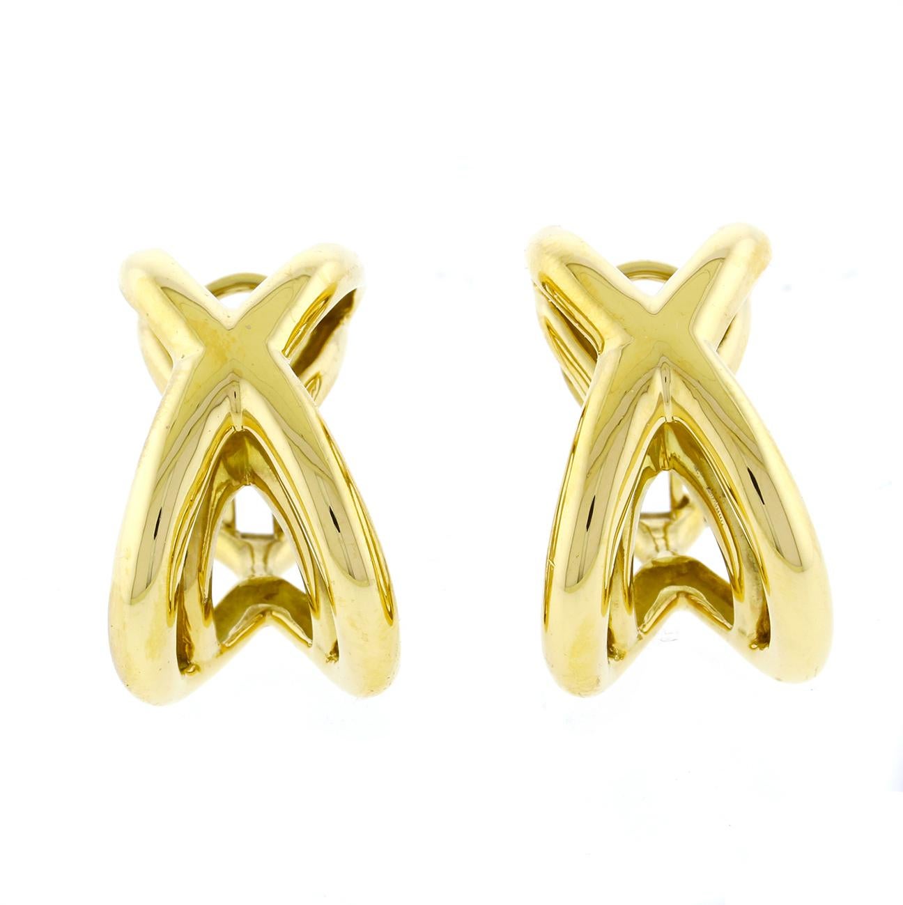 Donald Claflin for Tiffany & Co. Boucles d'oreilles croisées en or jaune 18 carats en vente 2