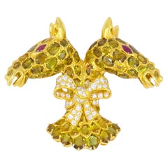 Vintage Donald Claflin for Tiffany & Co. Giraffe Gold Brooch Gemstones Estate Jewelry