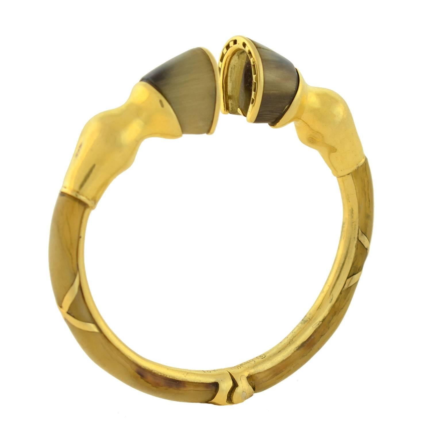 Donald Claflin for Tiffany & Co. Rare Vintage Horn Horse Leg Bangle Bracelet In Excellent Condition In Narberth, PA