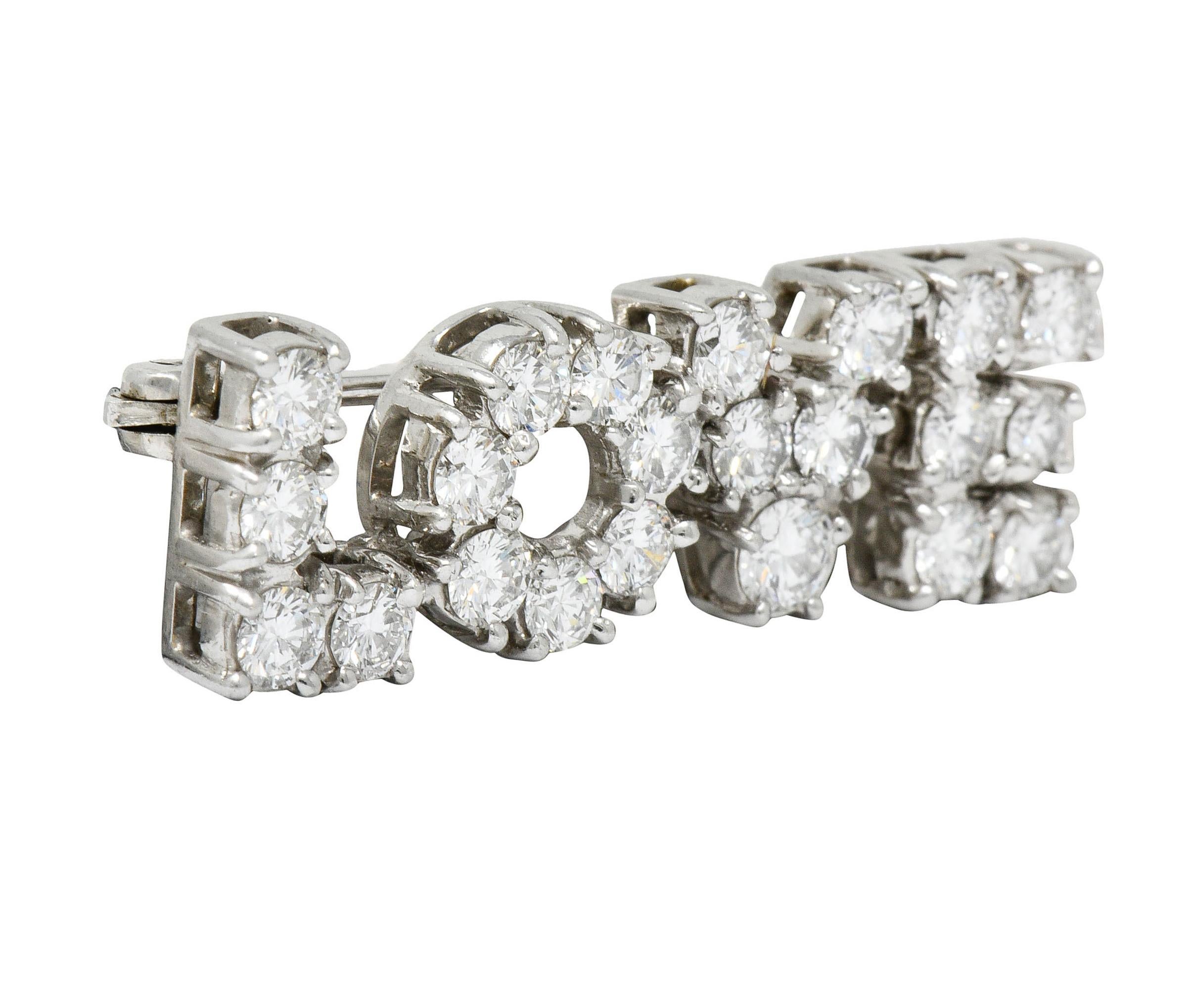Contemporary Donald Claflin Tiffany & Co. 2.16 Carat Diamond Platinum Love Brooch