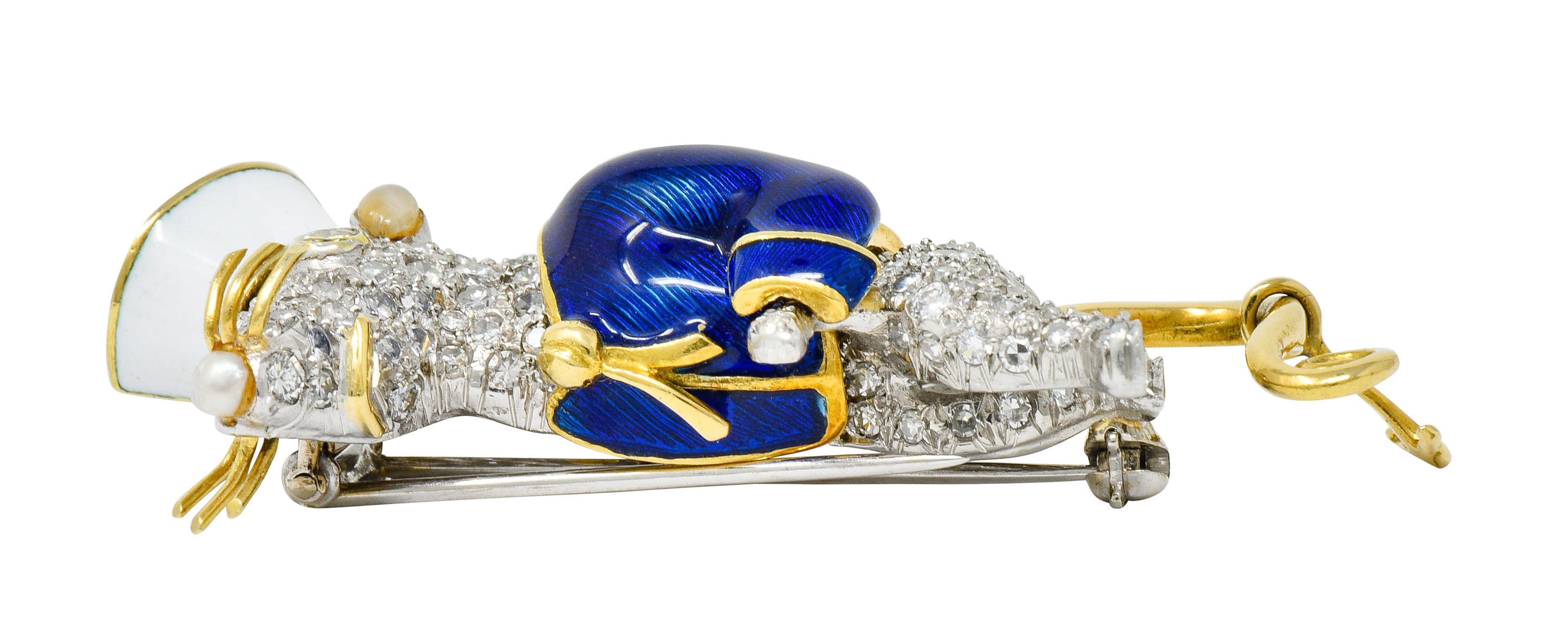 Donald Claflin Tiffany & Co. Diamond Enamel Platinum Gold Sailor Mouse Brooch 4