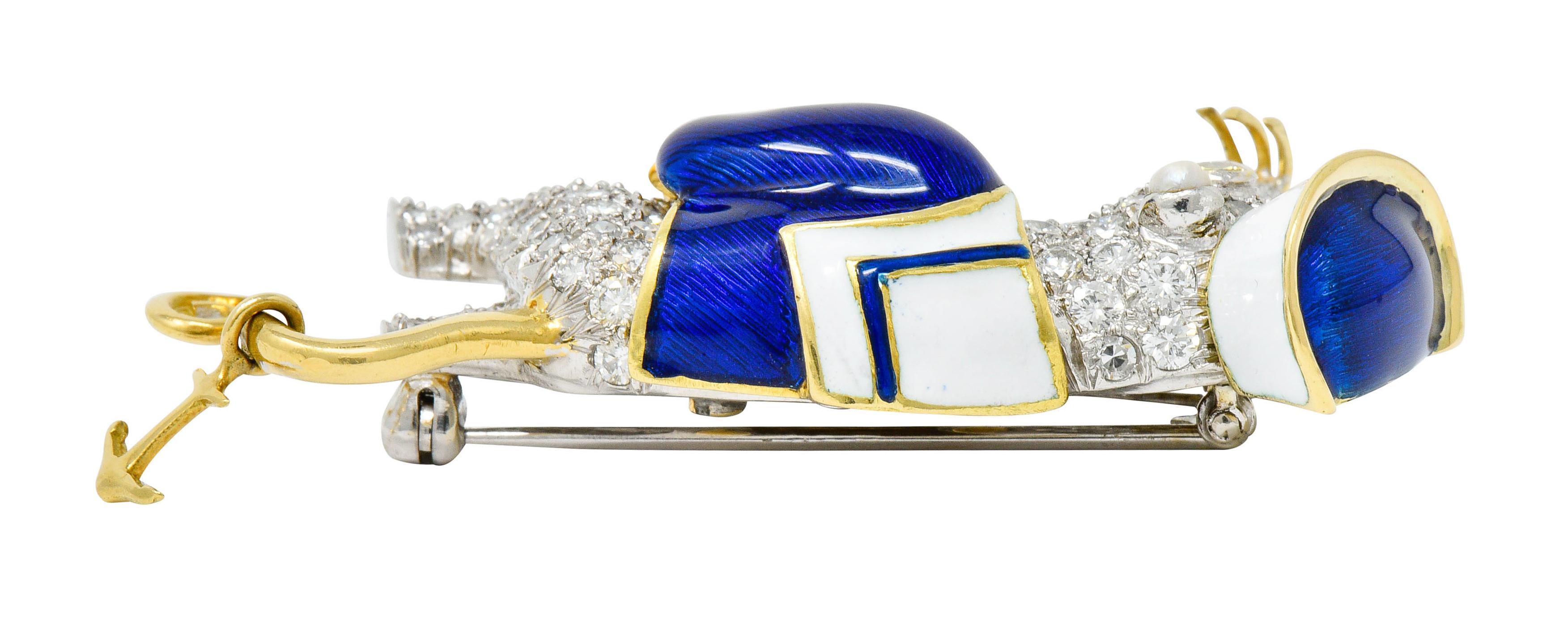 Donald Claflin Tiffany & Co. Diamond Enamel Platinum Gold Sailor Mouse Brooch 3