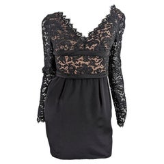 Donald Deal for Bergdorf Goodman Vintage 80s Black Lace & Nude Party Dress, XXS