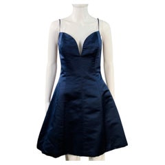 DONALD DEAL Size 8 Navy Taffeta Spaghetti Straps Knee Length Cocktail Dress