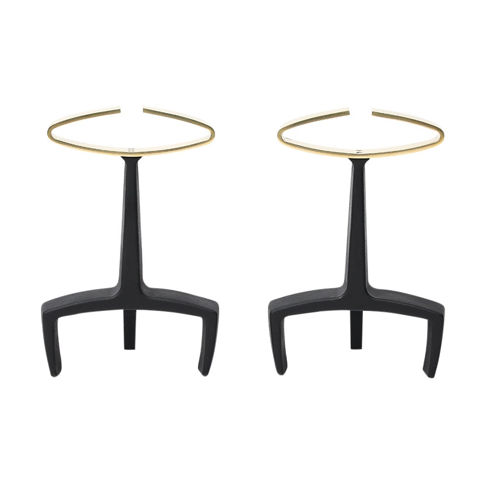 Andirons Donald Deskey, Latón, Firmado Bennett