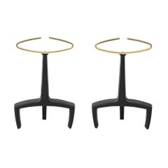 Andirons Donald Deskey, Latón, Firmado Bennett
