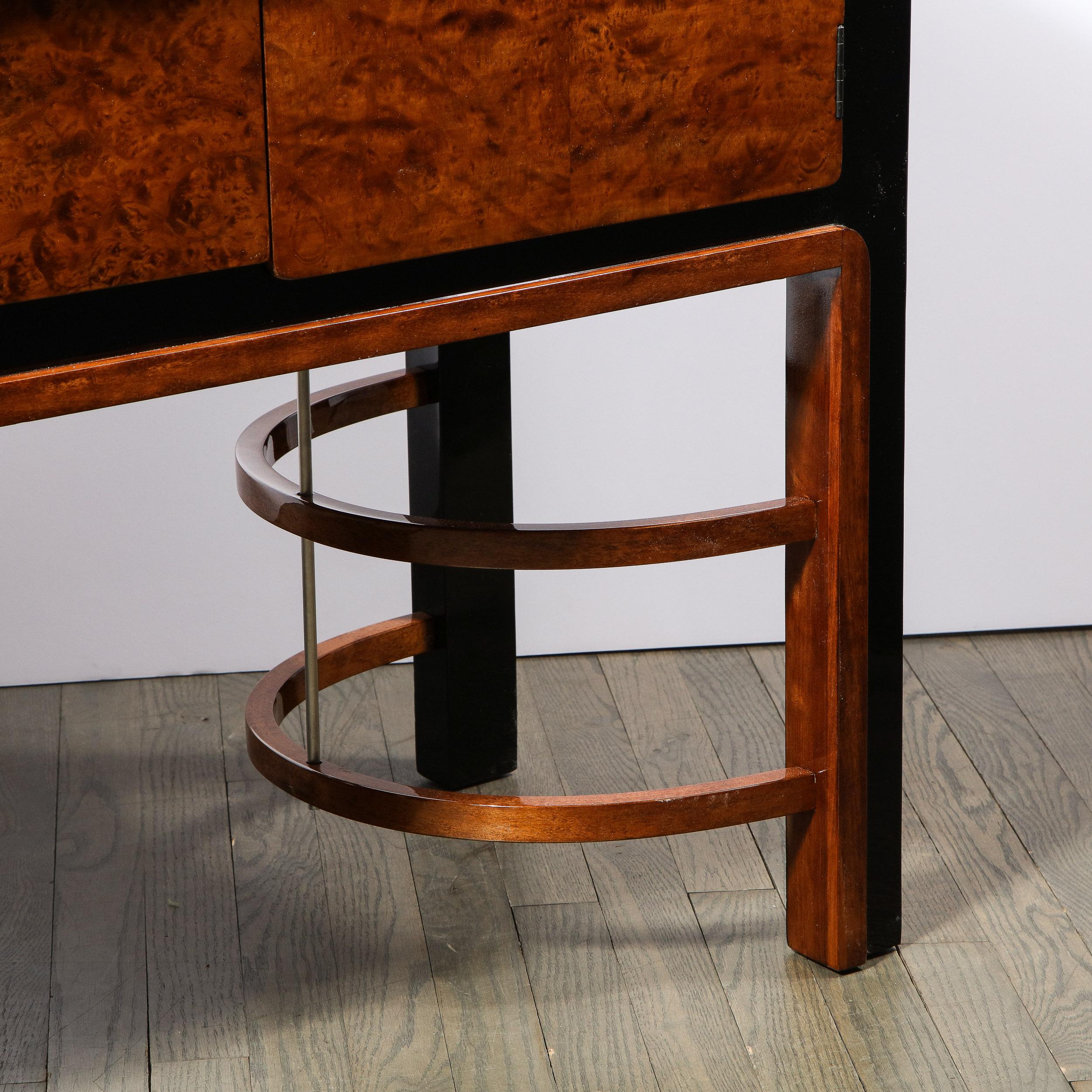 Donald Deskey Art Deco Black Lacquer, Burled Carpathian Elm & Walnut Sideboard 3