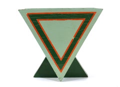 Donald Deskey Art Deco Geometrischer bemalter Papierkorb, Donald