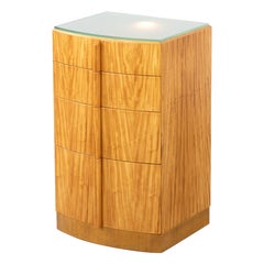 Donald Deskey Art Deco Illuminated Nightstand in Highly Figured Avodire 1940s