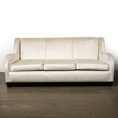 Donald Deskey Art Deco Radio City Music Hall Sofa in Platinum Velvet