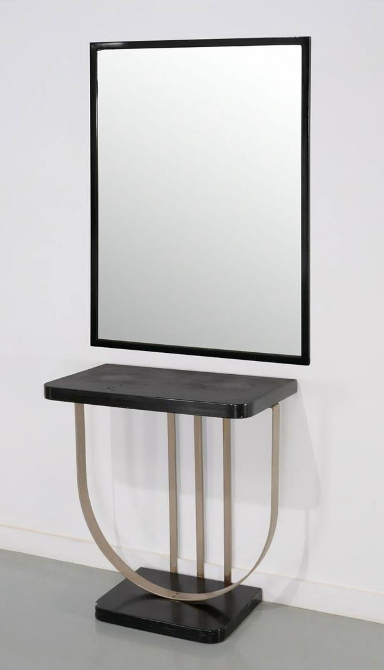 Milieu du XXe siècle Donald Deskey Attr. Art Moderne Console table and Wall Mirror. en vente