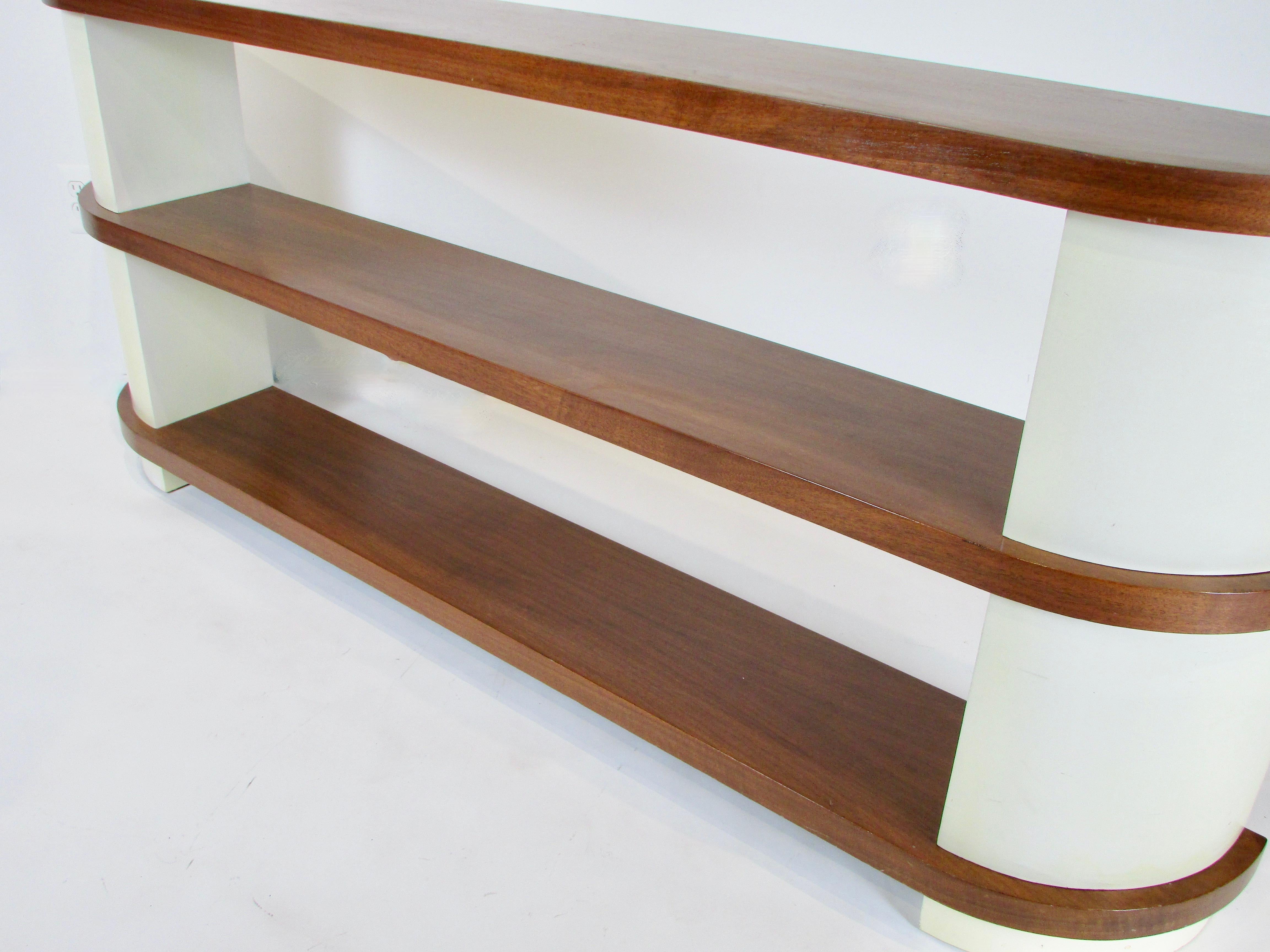 Wood Donald Deskey Attributed Art Deco Streamlined Moderne Console Entry Shelf Unit For Sale