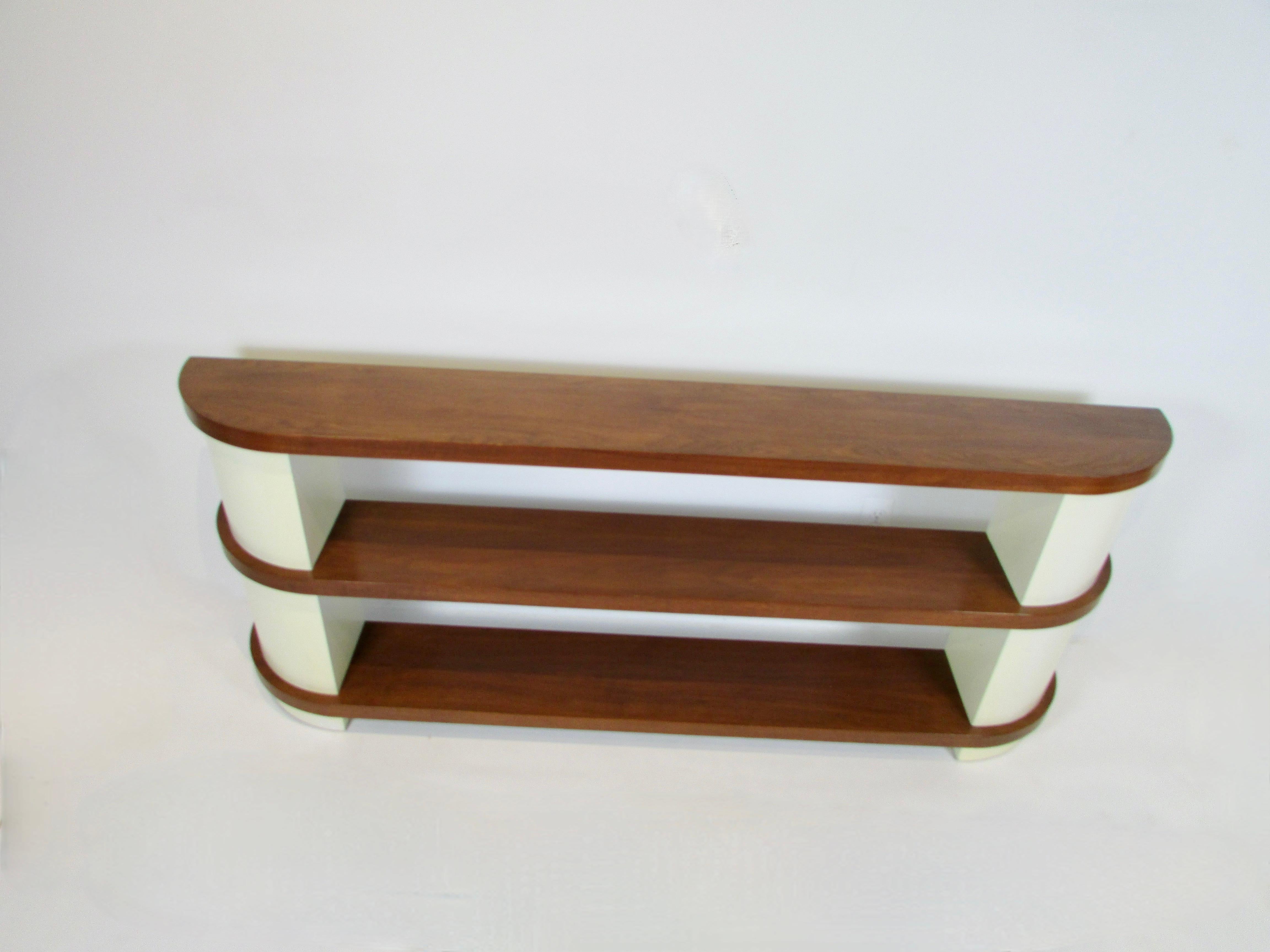 Donald Deskey Attributed Art Deco Streamlined Moderne Console Entry Shelf Unit For Sale 1