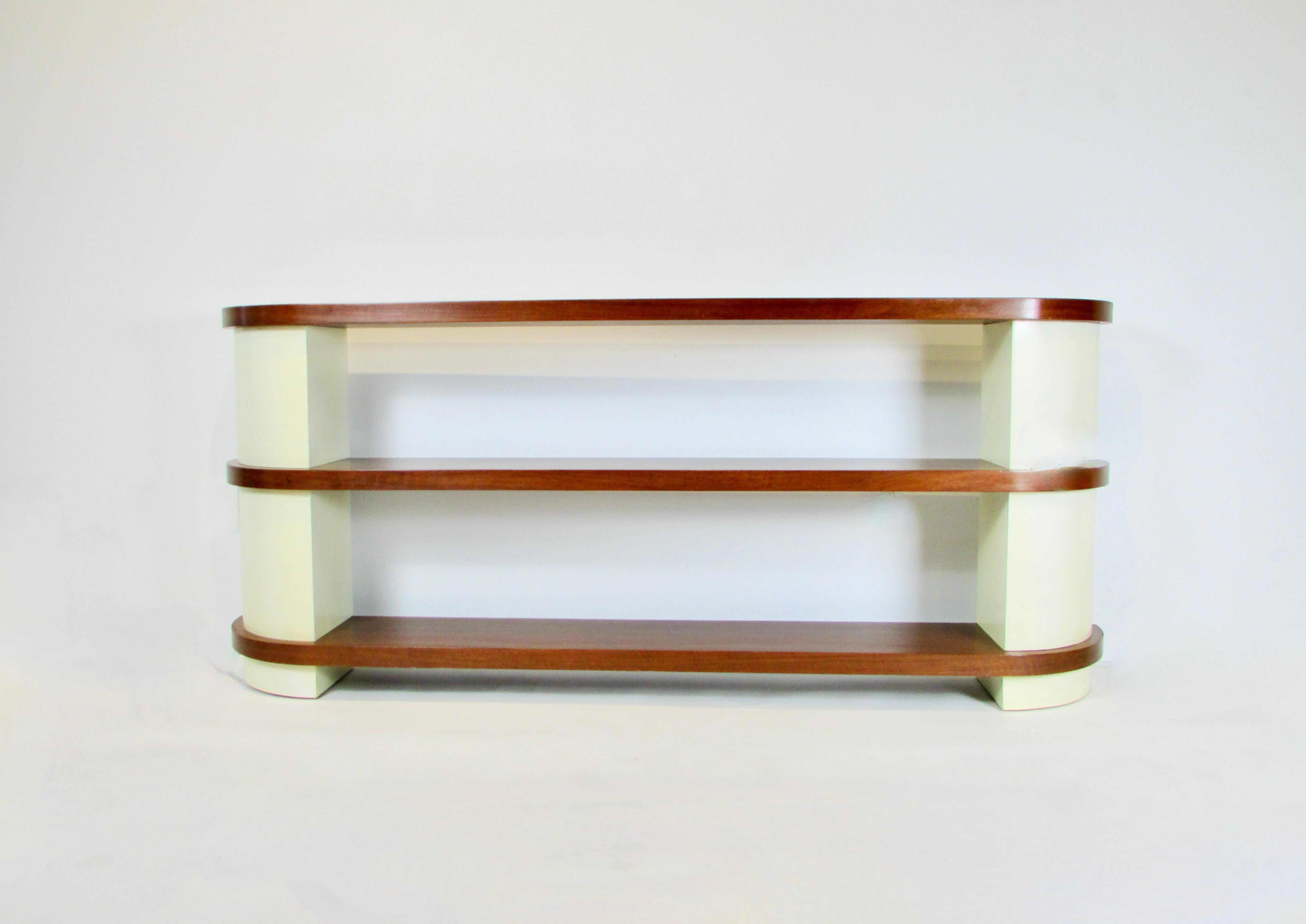 Donald Deskey Attributed Art Deco Streamlined Moderne Console Entry Shelf Unit For Sale 2