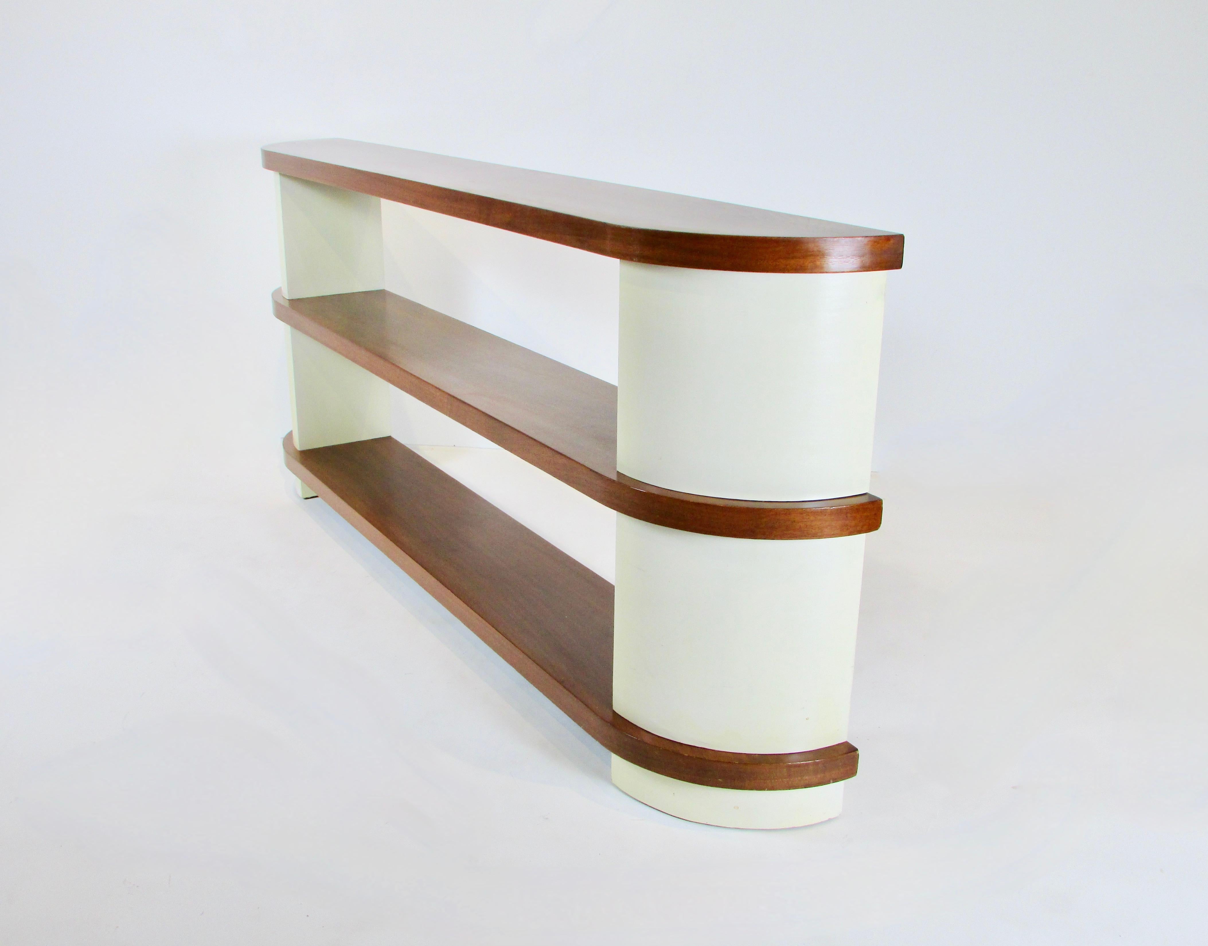 American Donald Deskey Attributed Art Deco Streamlined Moderne Console Entry Shelf Unit For Sale