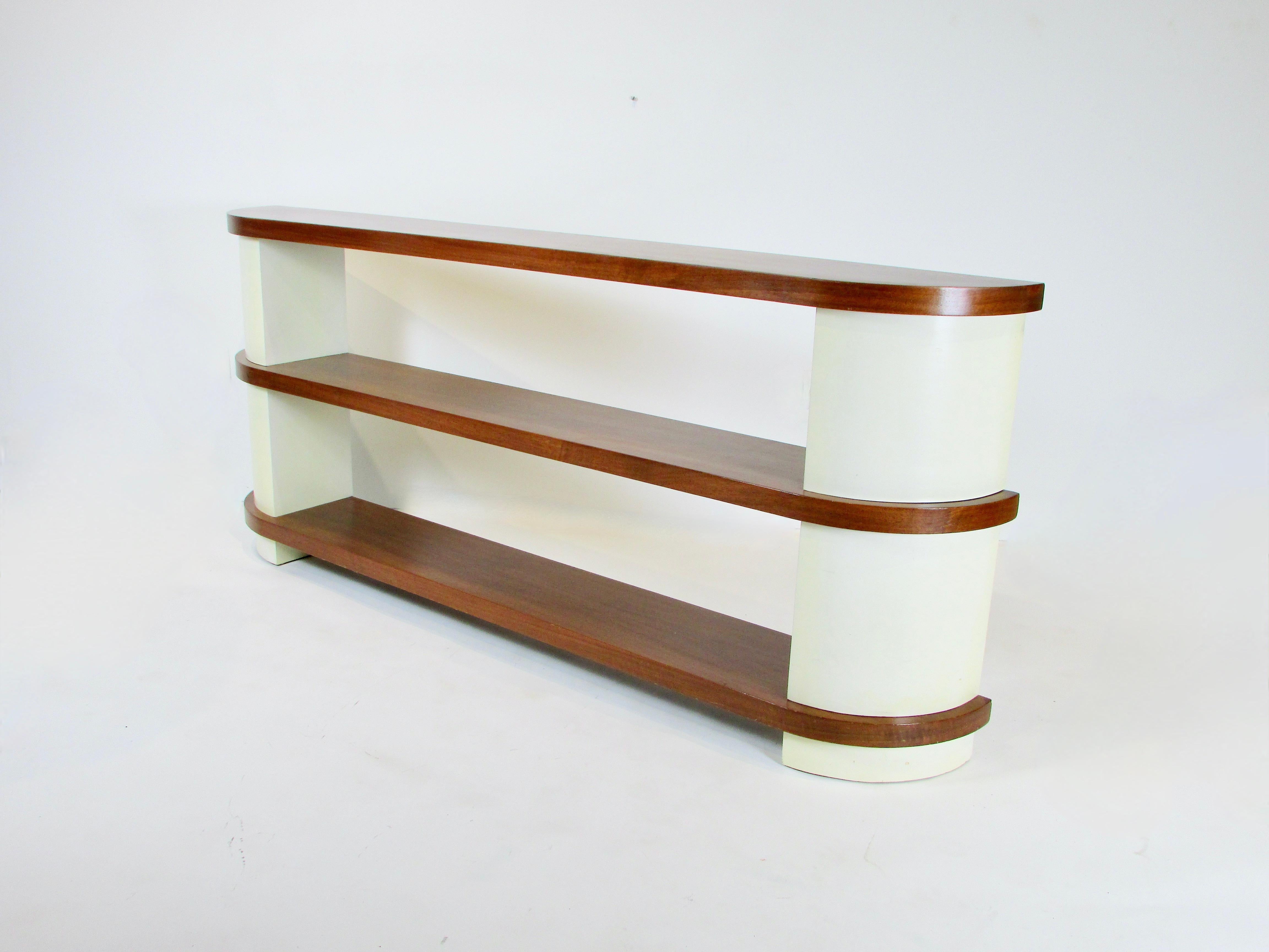 Donald Deskey Attributed Art Deco Streamlined Moderne Console Entry Shelf Unit In Good Condition For Sale In Ferndale, MI